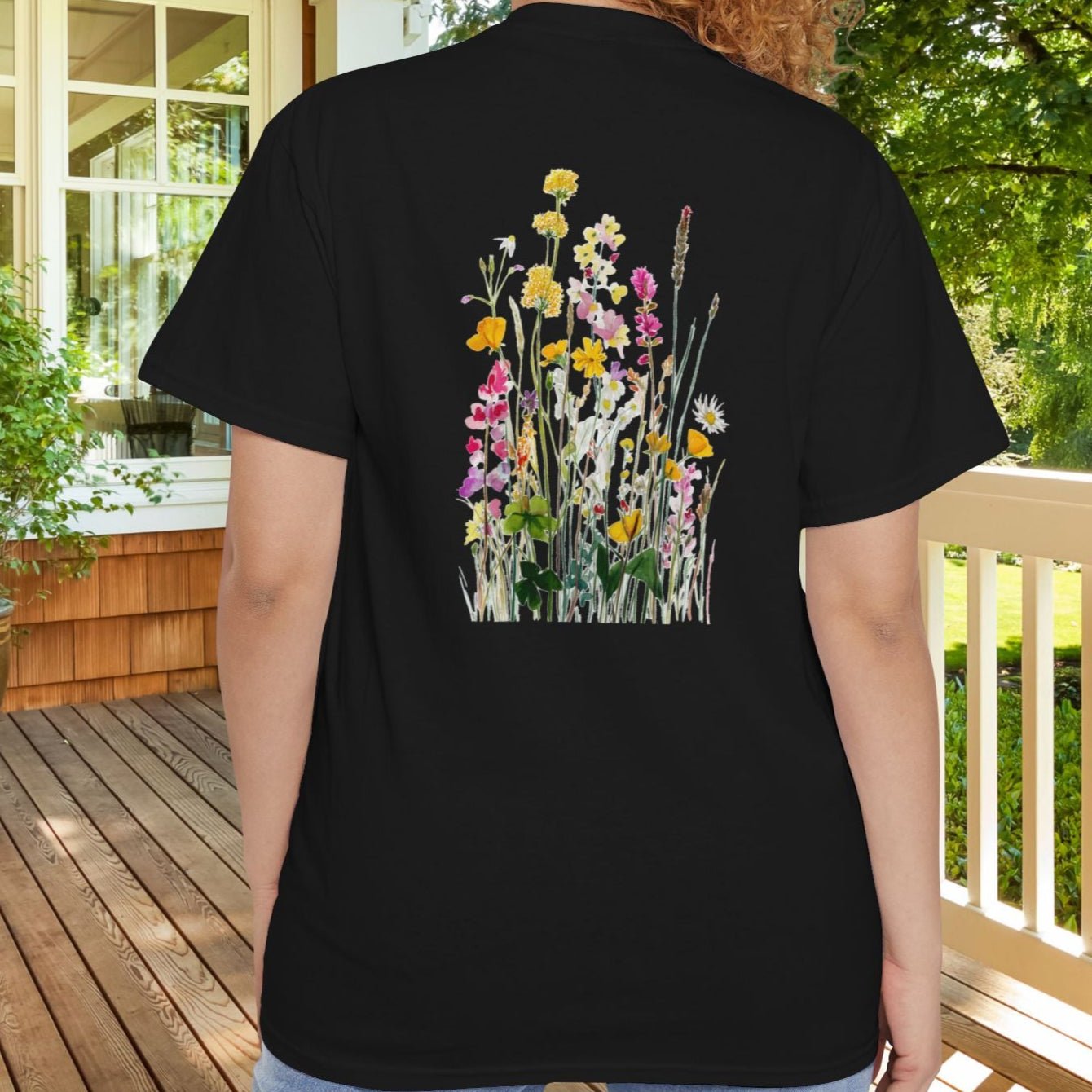 Pocket Full of Sunshine Shirt β Wildflower Pocket Tee, Nature Lover Gift, Floral Back - FlooredByArt