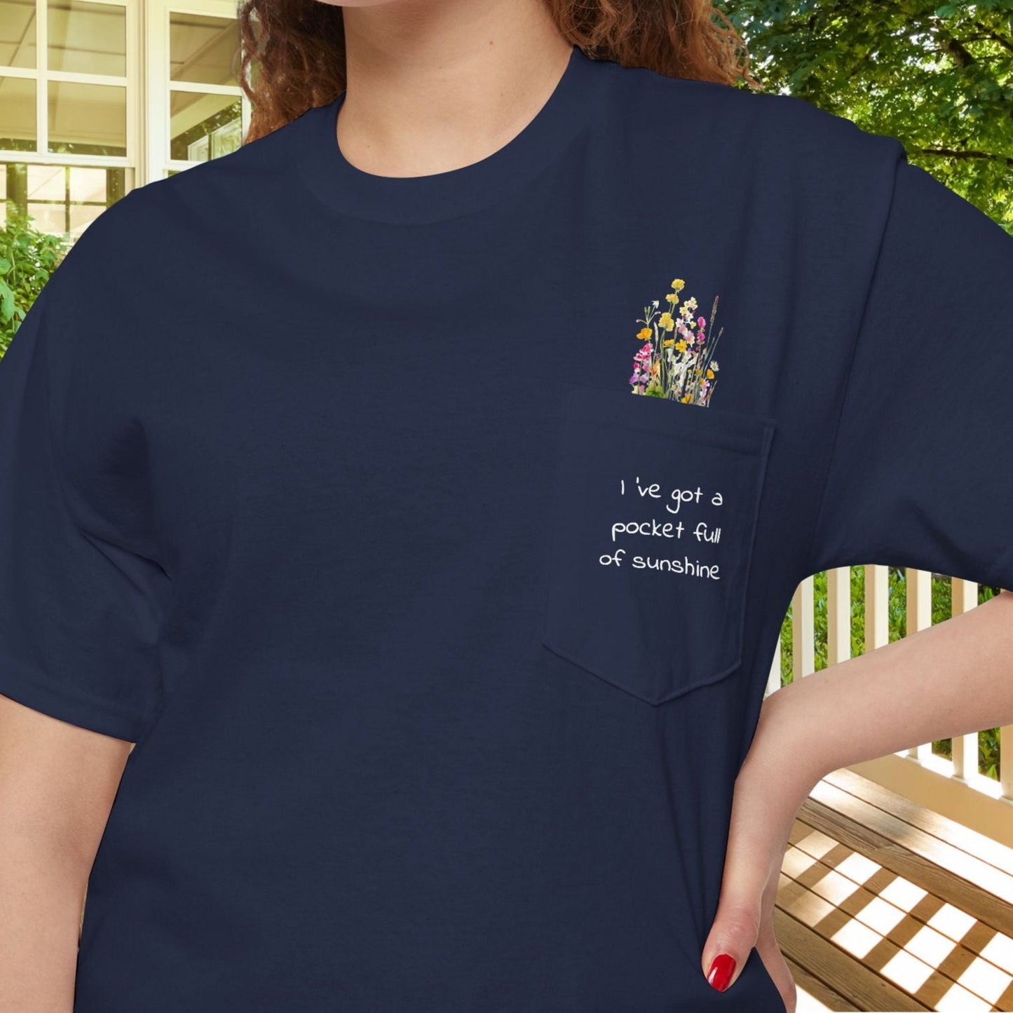 Pocket Full of Sunshine Shirt β Wildflower Pocket Tee, Nature Lover Gift, Floral Back - FlooredByArt