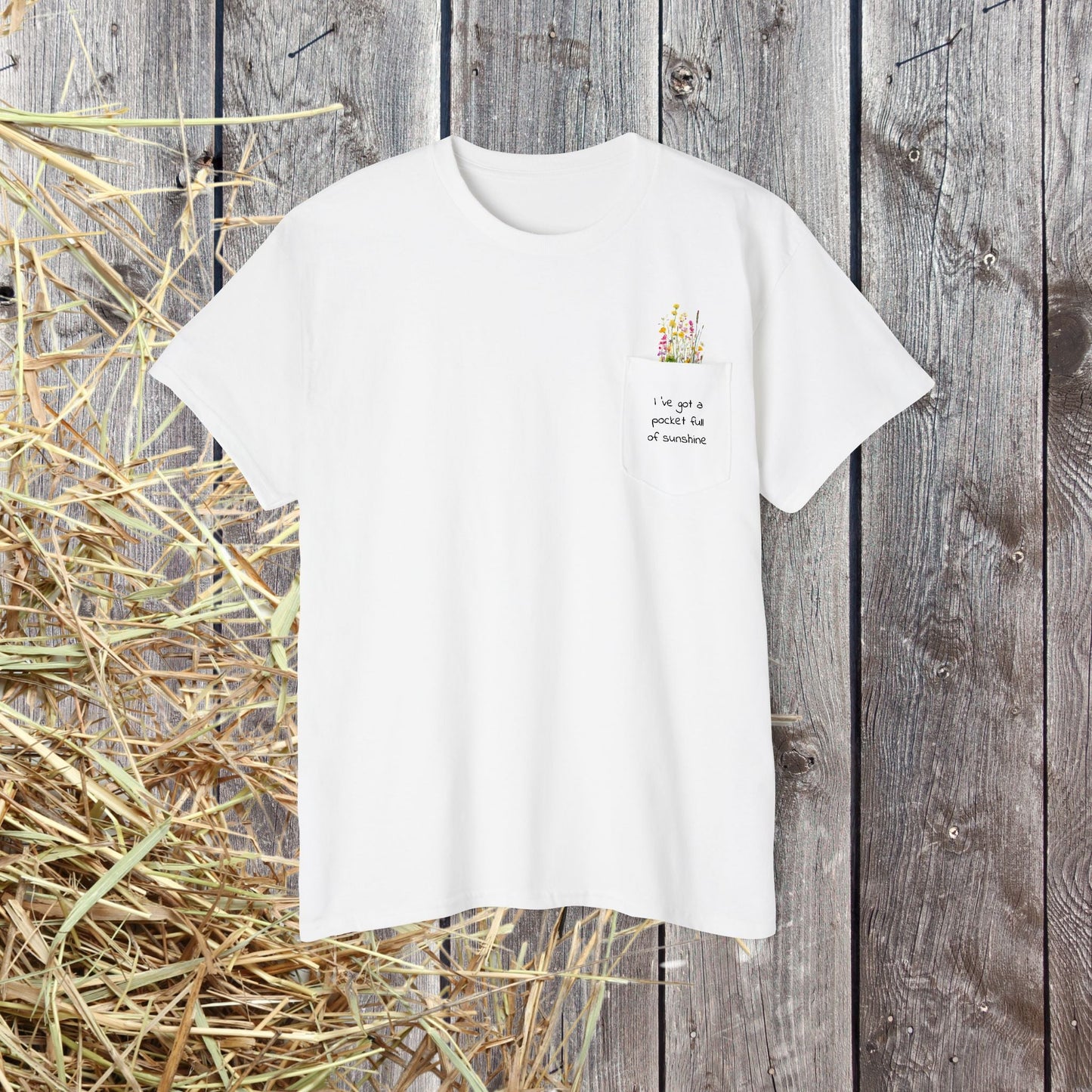 Pocket Full of Sunshine Shirt β Wildflower Pocket Tee, Nature Lover Gift, Floral Back - FlooredByArt