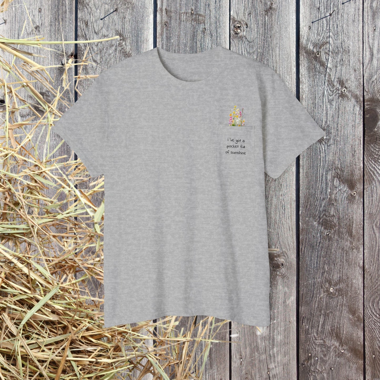 Pocket Full of Sunshine Shirt β Wildflower Pocket Tee, Nature Lover Gift, Floral Back - FlooredByArt