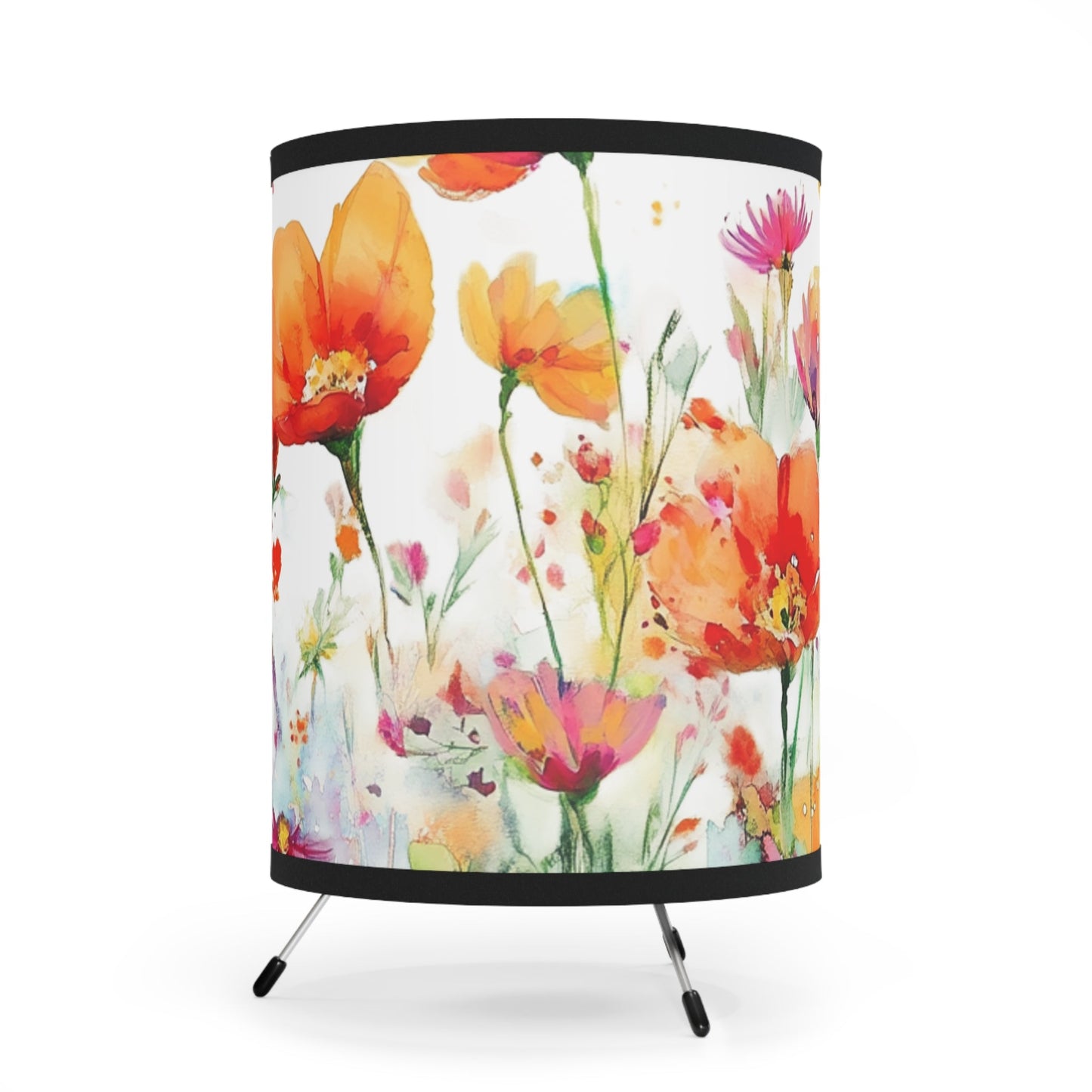 Poppies! Wildflower Floral Tripod Lamp, Colorful Home Decor Art Lamp - FlooredByArt