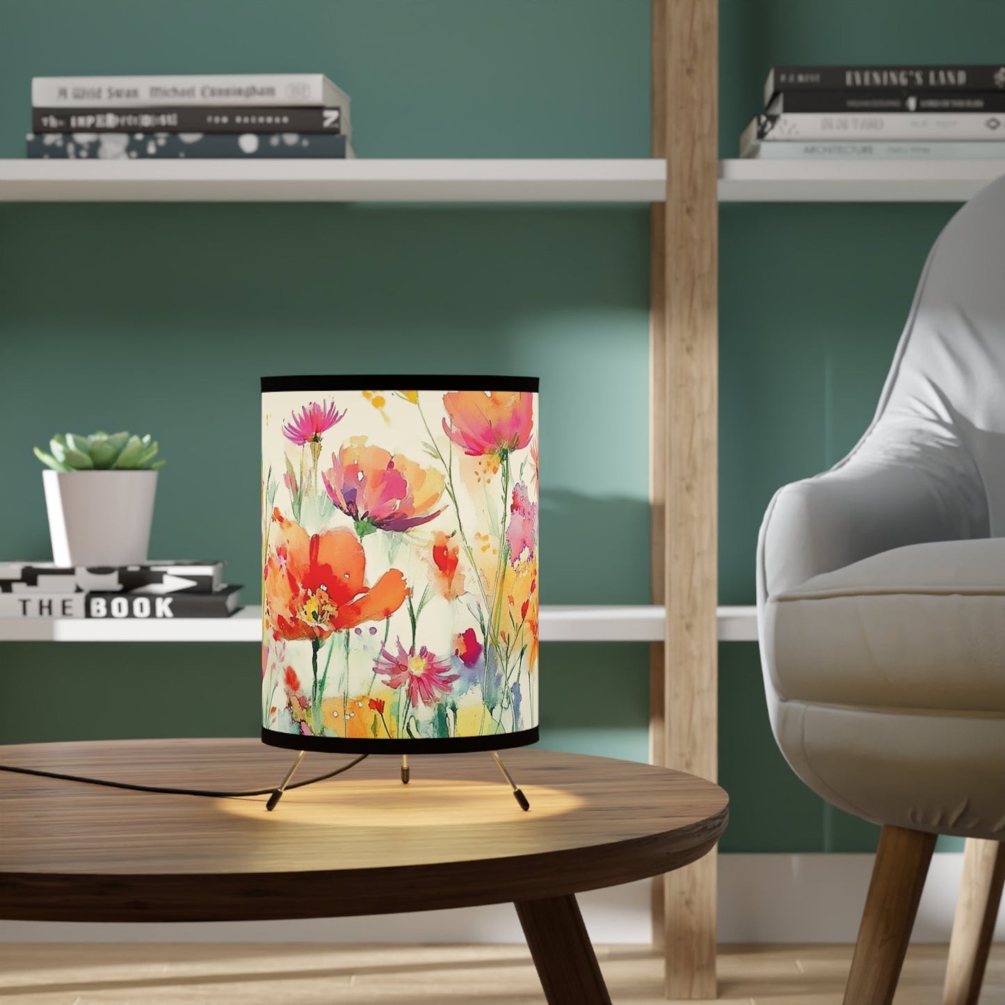 Poppies! Wildflower Floral Tripod Lamp, Colorful Home Decor Art Lamp - FlooredByArt