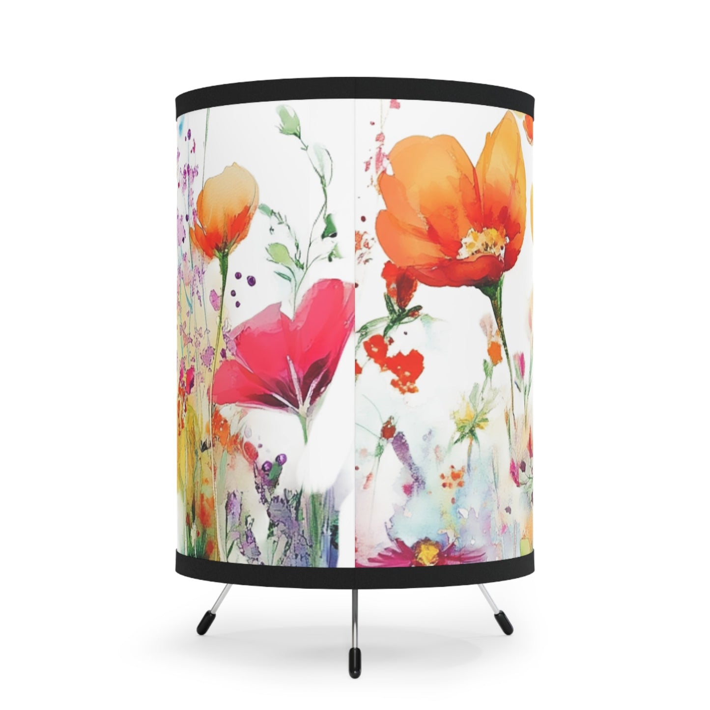 Poppies! Wildflower Floral Tripod Lamp, Colorful Home Decor Art Lamp - FlooredByArt