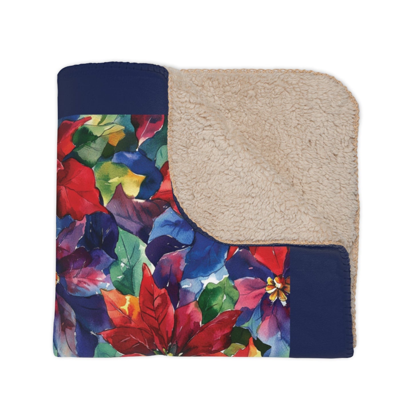Red Pointsettia Christmas Blanket, The Most Wonderful Time, Holiday Floral Red Throw - FlooredByArt