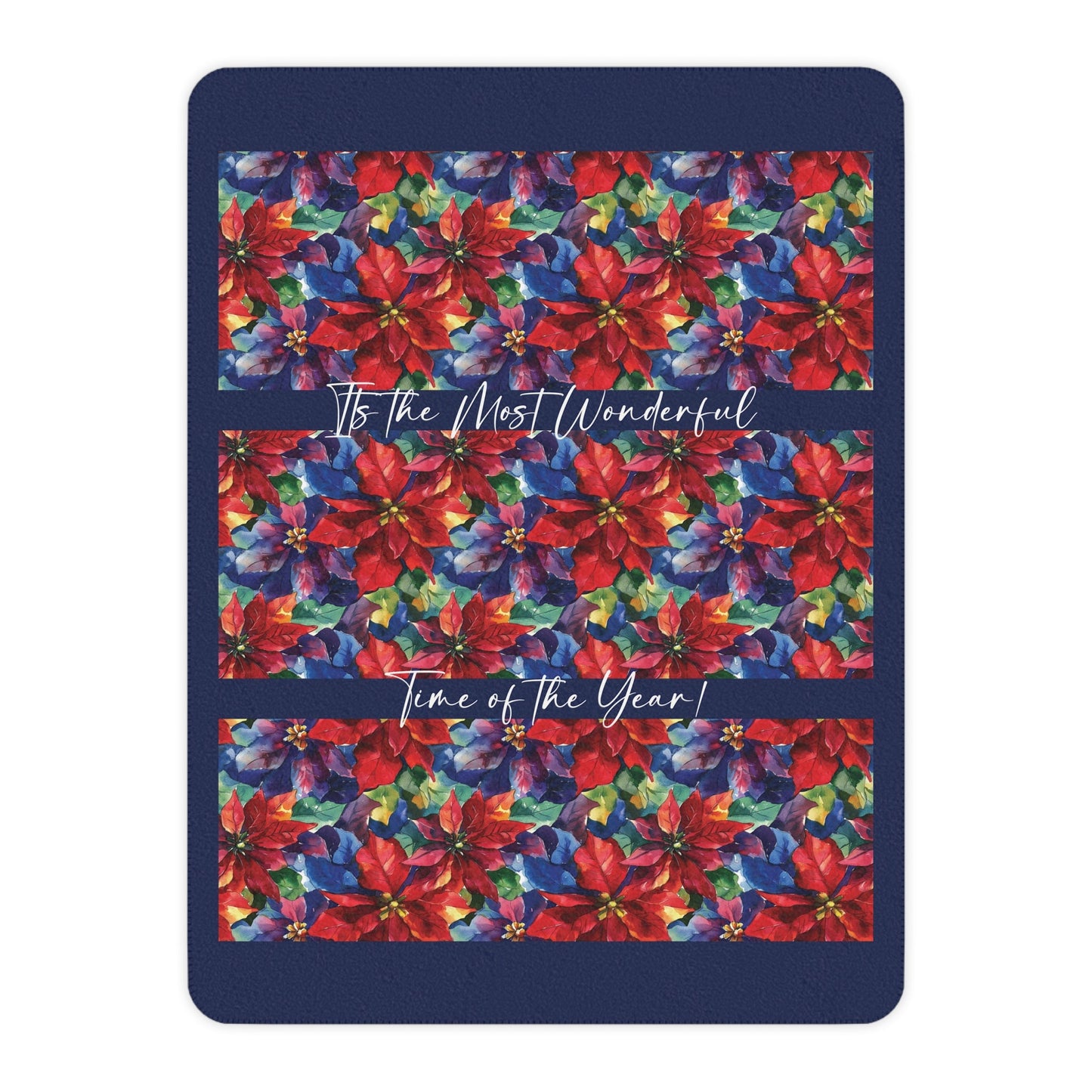 Red Pointsettia Christmas Blanket, The Most Wonderful Time, Holiday Floral Red Throw - FlooredByArt
