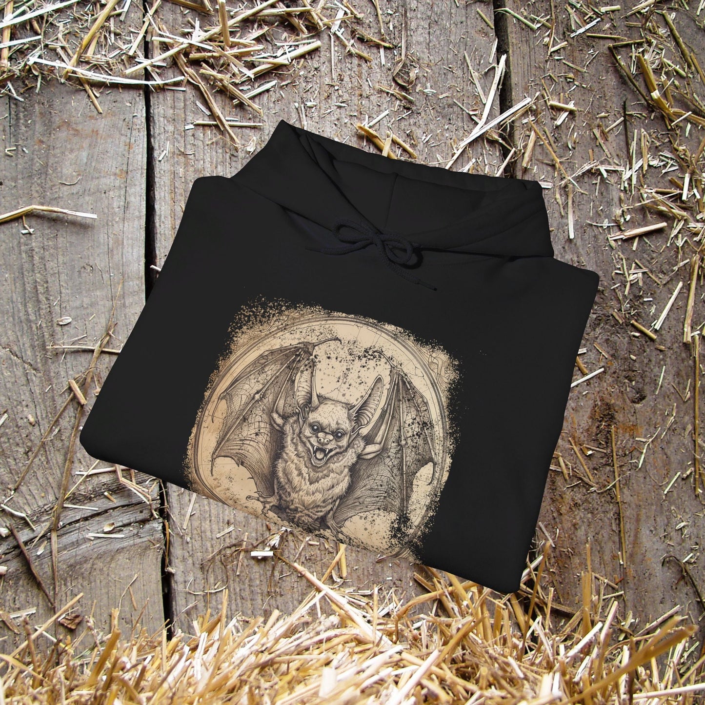 Retro Bat Hoodie Sweatshirt, Halloween Or Everyday Cool Bat Shirt, Spooky Bat Lover, Retro Look Bat Drawing, Caving Enthusiast, Unique Gift - FlooredByArt