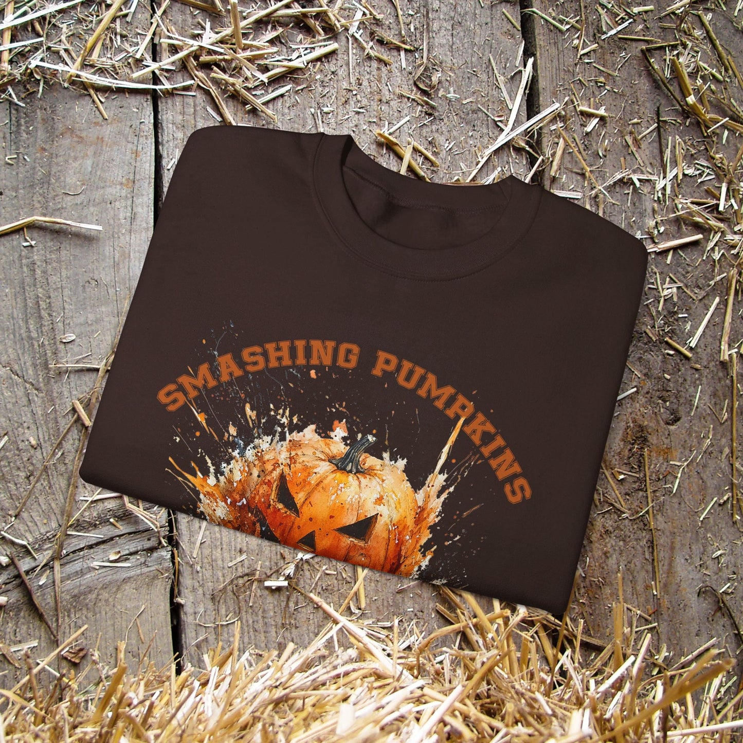 Retro Halloween Pumpkin Sweatshirt, FUN Smashing Pumpkin, Jack o Latern Halloween Sweater - FlooredByArt