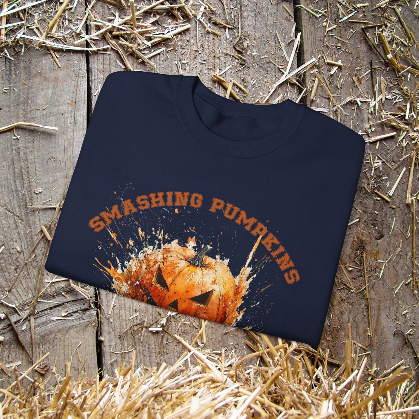 Retro Halloween Pumpkin Sweatshirt, FUN Smashing Pumpkin, Jack o Latern Halloween Sweater - FlooredByArt
