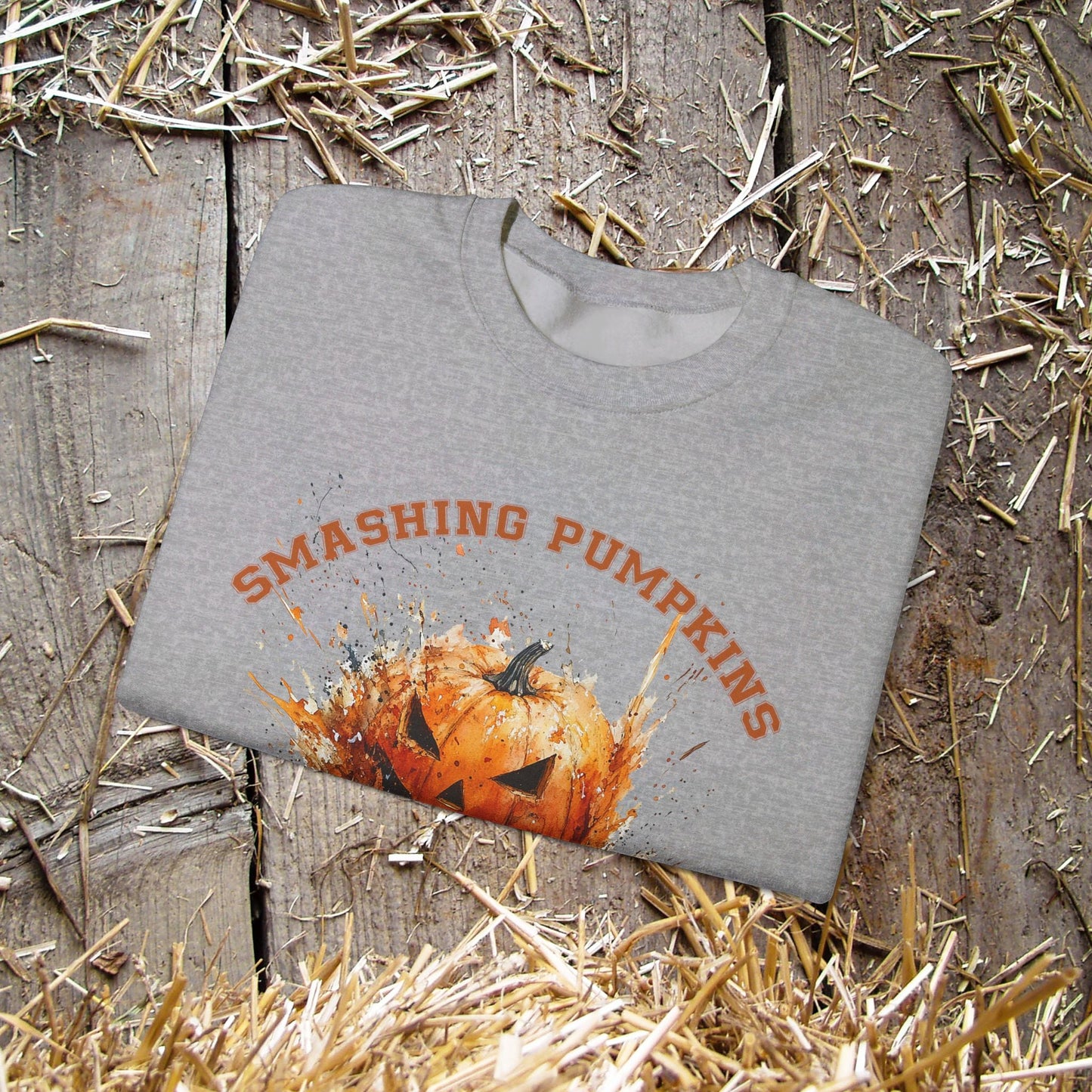 Retro Halloween Pumpkin Sweatshirt, FUN Smashing Pumpkin, Jack o Latern Halloween Sweater - FlooredByArt