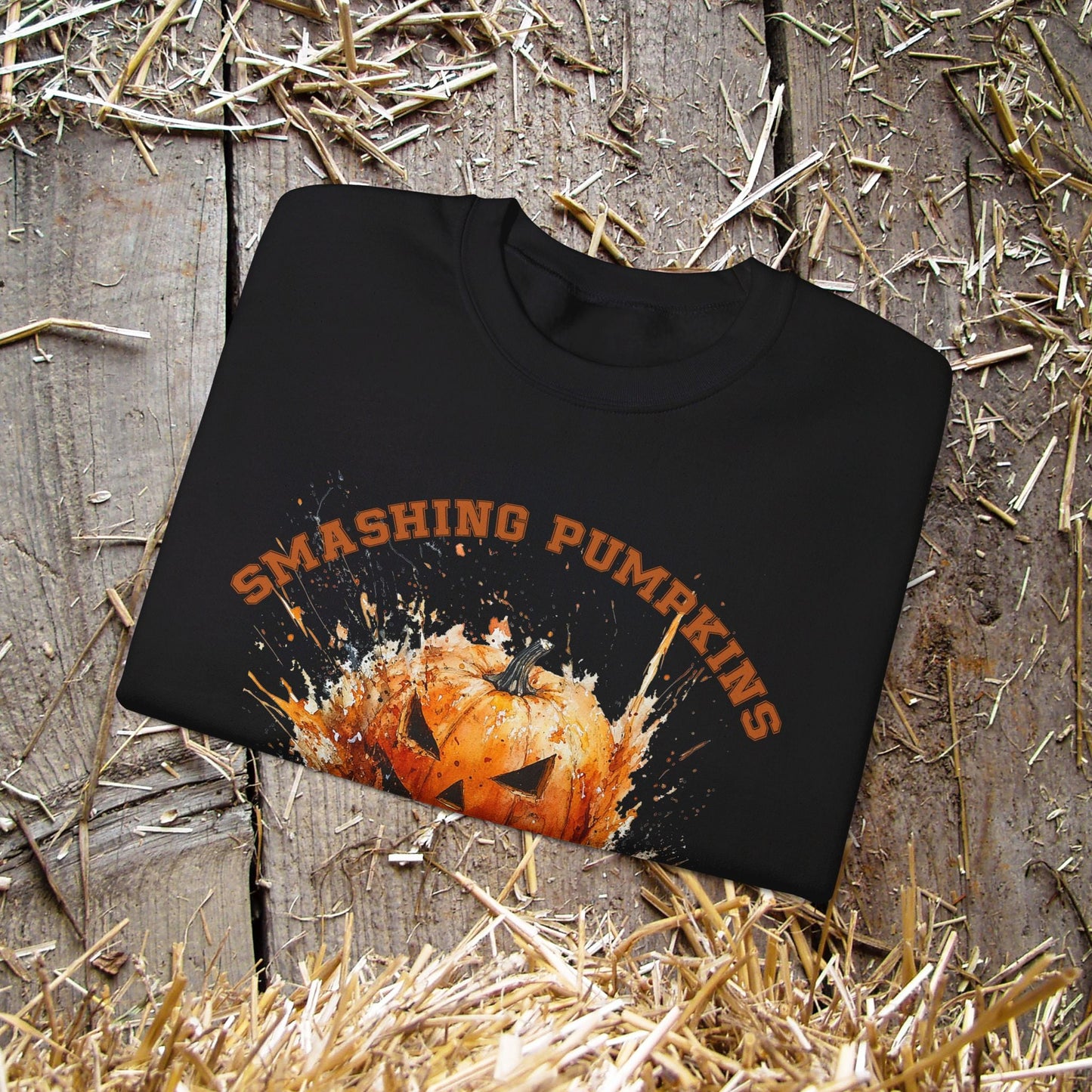 Retro Halloween Pumpkin Sweatshirt, FUN Smashing Pumpkin, Jack o Latern Halloween Sweater - FlooredByArt