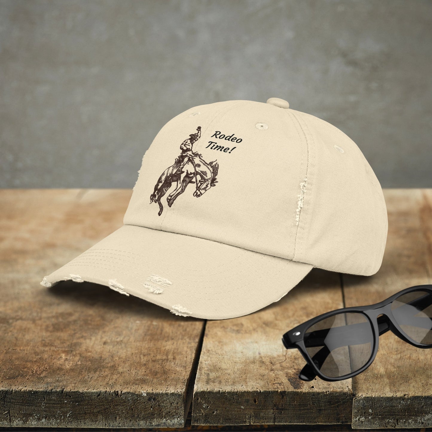 Rodeo Bronc Rider Horse Hat Cap, Horse Art Baseball Cap of Bucking Horse - FlooredByArt