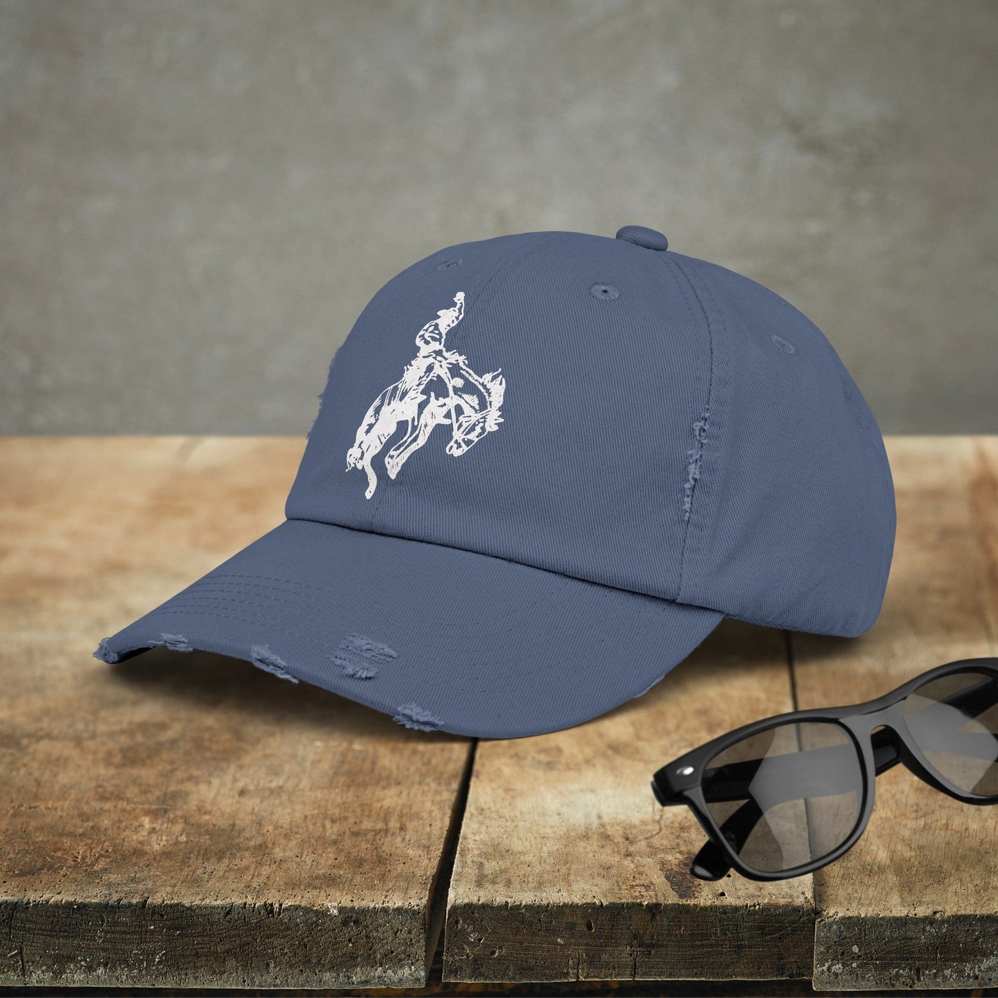 Rodeo Bronc Rider Horse Hat Cap, Horse Art Baseball Cap of Bucking Horse - FlooredByArt