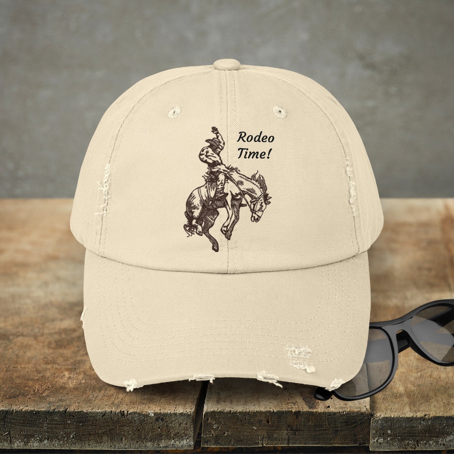Rodeo Bronc Rider Horse Hat Cap, Horse Art Baseball Cap of Bucking Horse - FlooredByArt