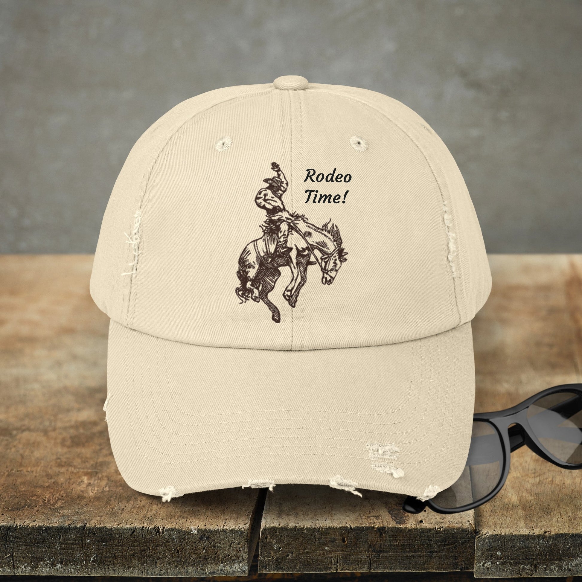 Rodeo Bronc Rider Horse Hat Cap, Horse Art Baseball Cap of Bucking Horse - FlooredByArt