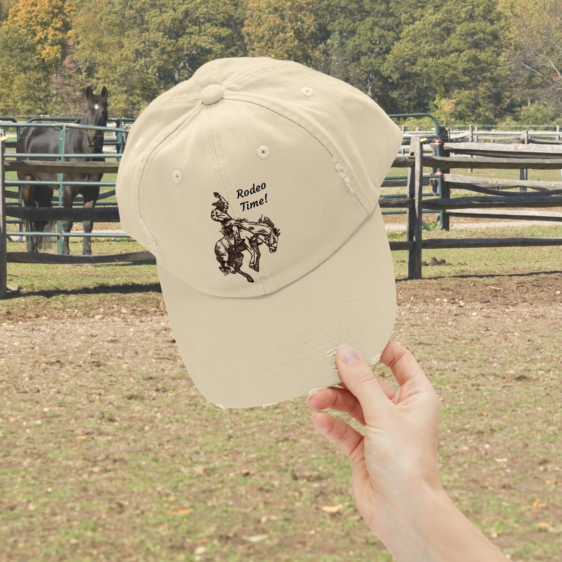 Rodeo Bronc Rider Horse Hat Cap, Horse Art Baseball Cap of Bucking Horse - FlooredByArt