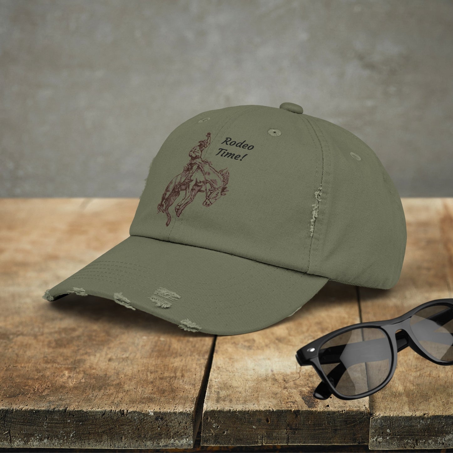 Rodeo Bronc Rider Horse Hat Cap, Horse Art Baseball Cap of Bucking Horse - FlooredByArt