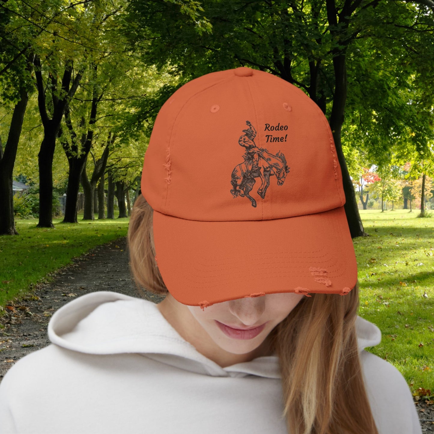 Rodeo Bronc Rider Horse Hat Cap, Horse Art Baseball Cap of Bucking Horse - FlooredByArt