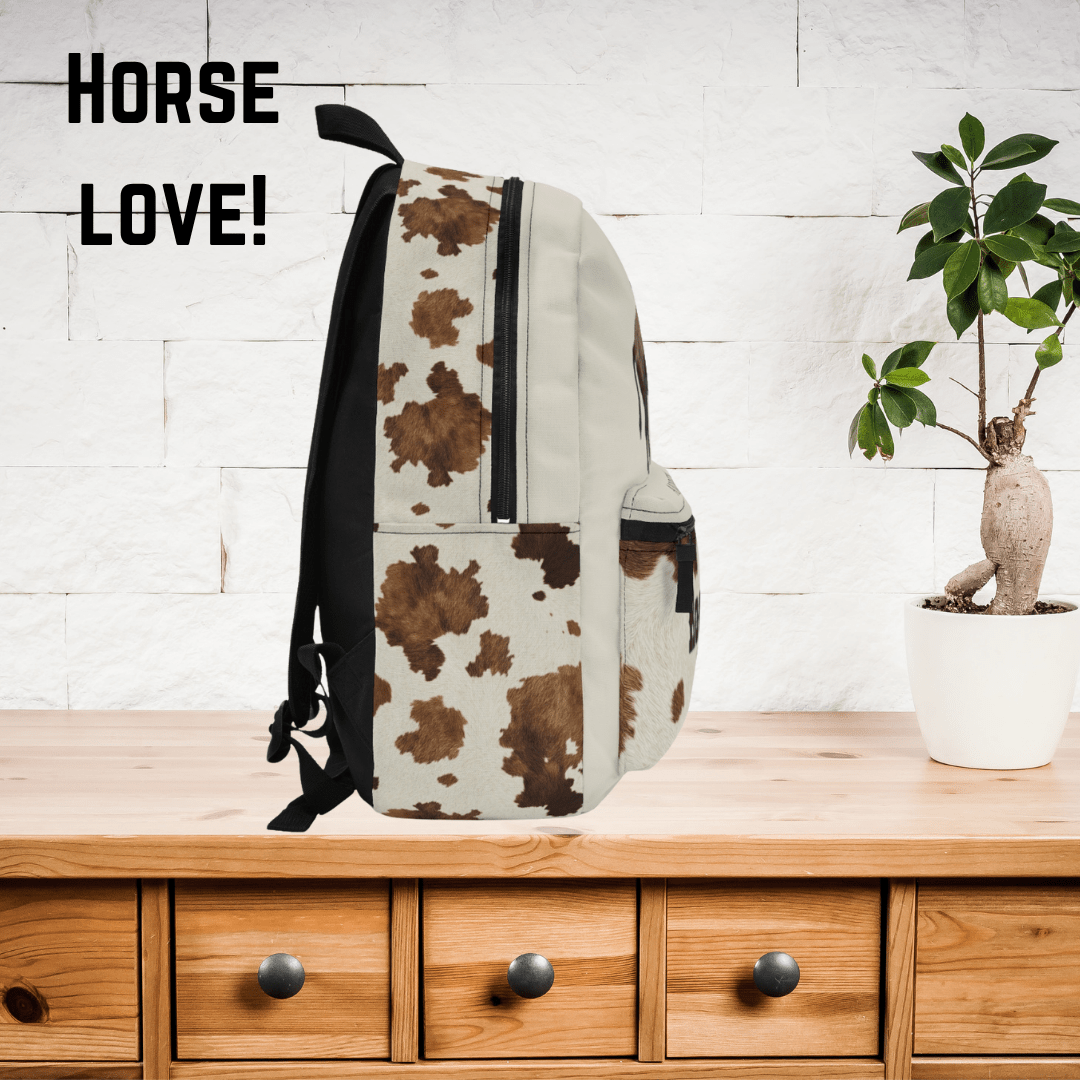Rodeo Cowboy Backpack | Personalized School Bag, Western Rodeo Lovers, Cowhide - FlooredByArt