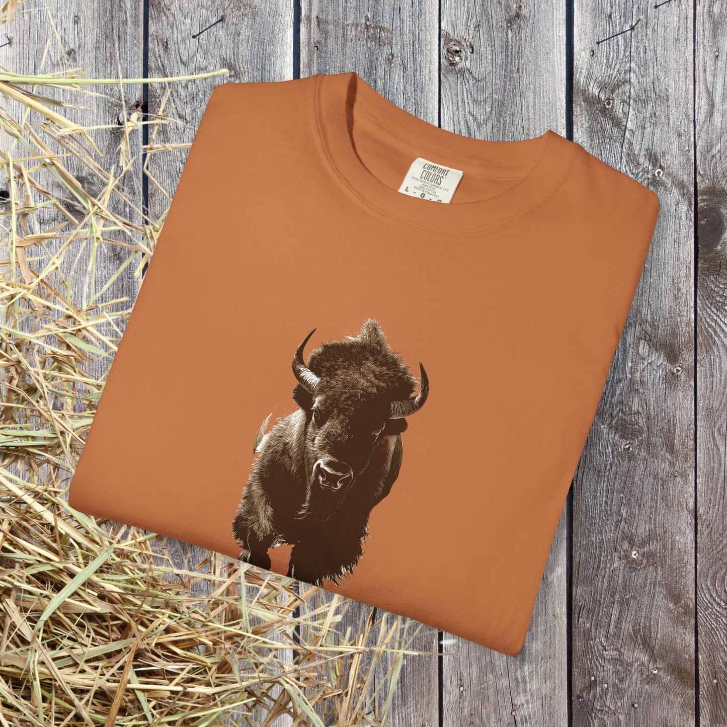 Running Buffalo T-Shirt โ Western Graphic Tee on Comfort Colors - FlooredByArt
