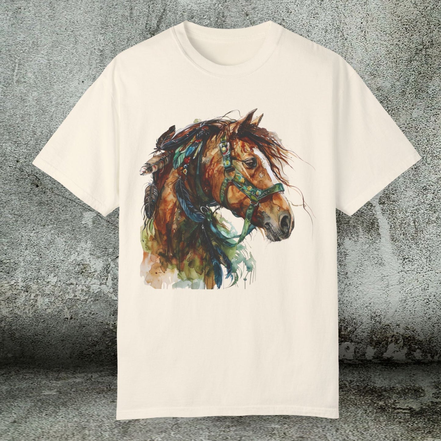 Spirit Totem Draft Horse Watercolor Tee β Comfort Colors Western Shirt - FlooredByArt