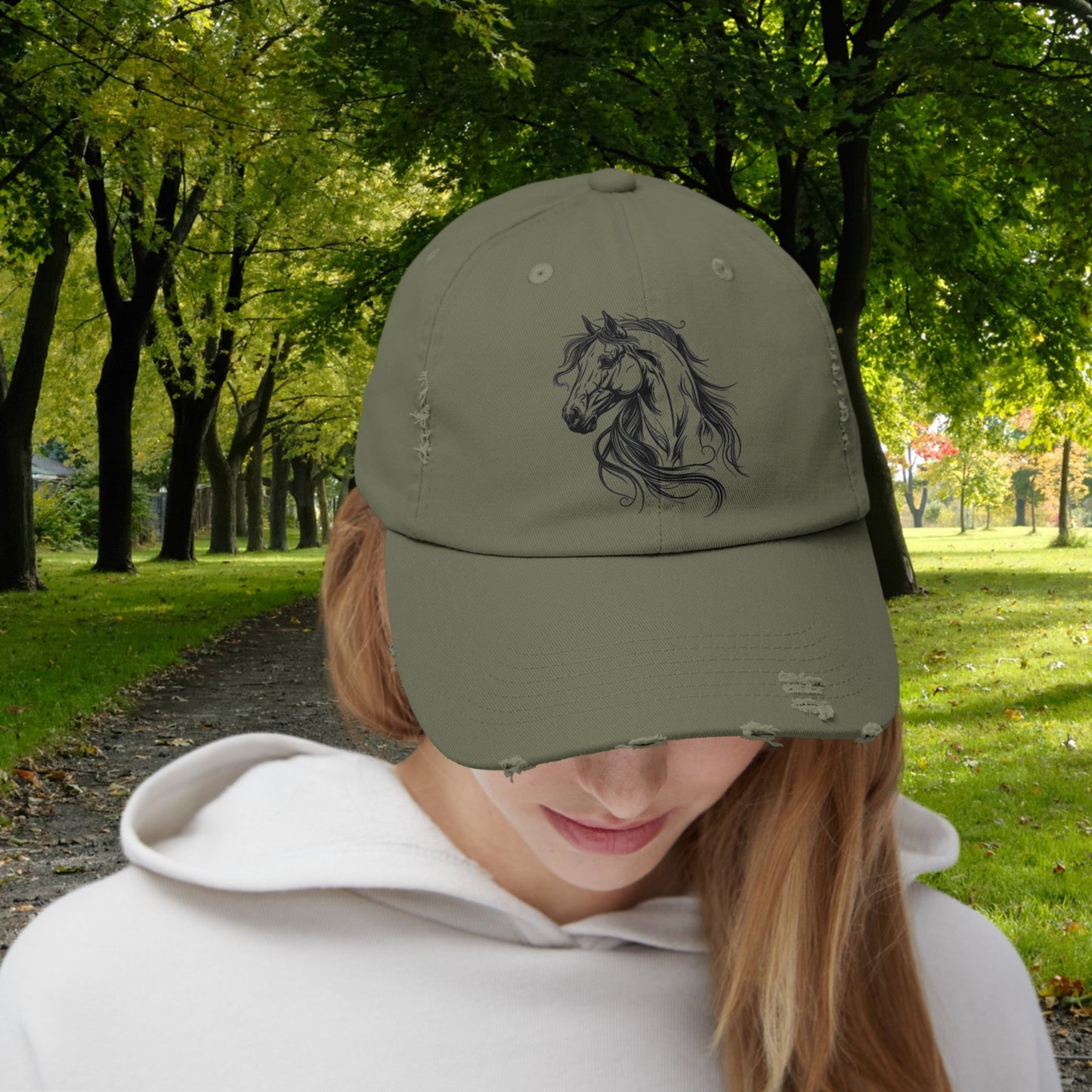 Spirited Horse Hat Cap, Horse Art Baseball Style Cap of Horse Head, Horse Mom Art Hat, Cowgirl Cowboy Hat, Perfect Gift for Mom, Dad Horse - FlooredByArt
