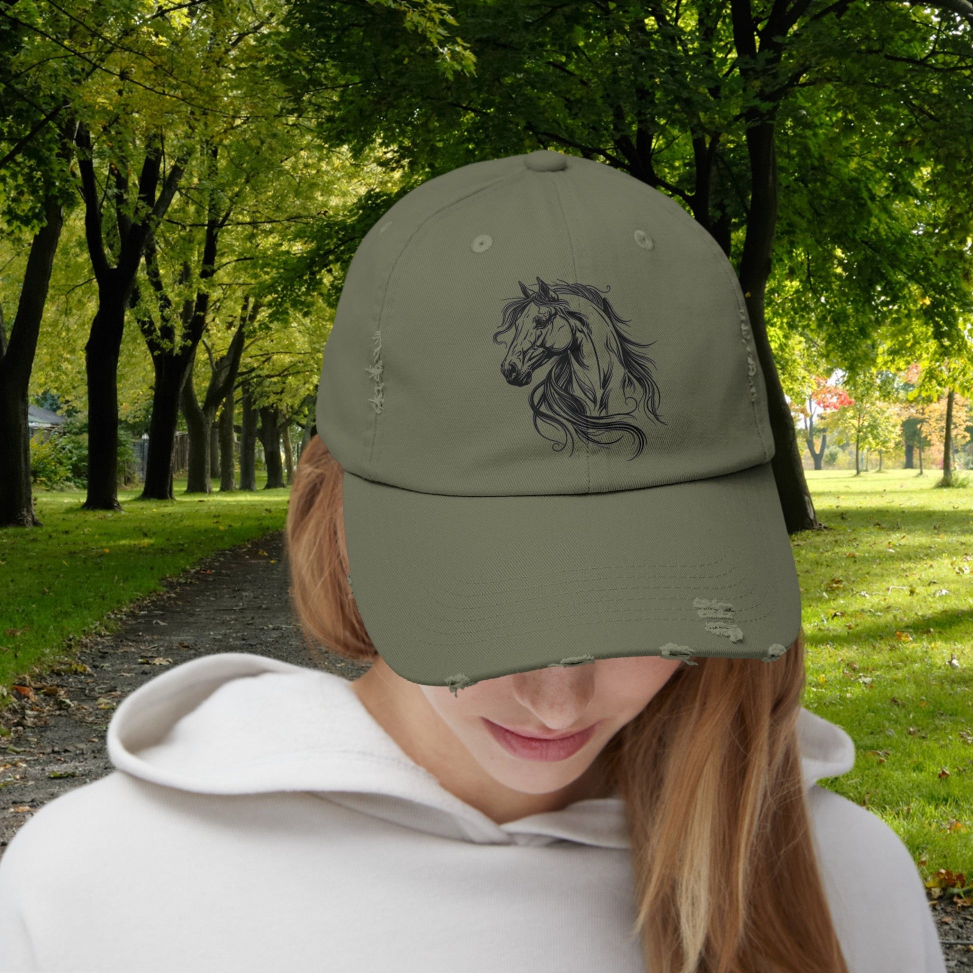 Spirited Horse Hat Cap, Horse Art Baseball Style Cap of Horse Head, Horse Mom Art Hat, Cowgirl Cowboy Hat, Perfect Gift for Mom, Dad Horse - FlooredByArt