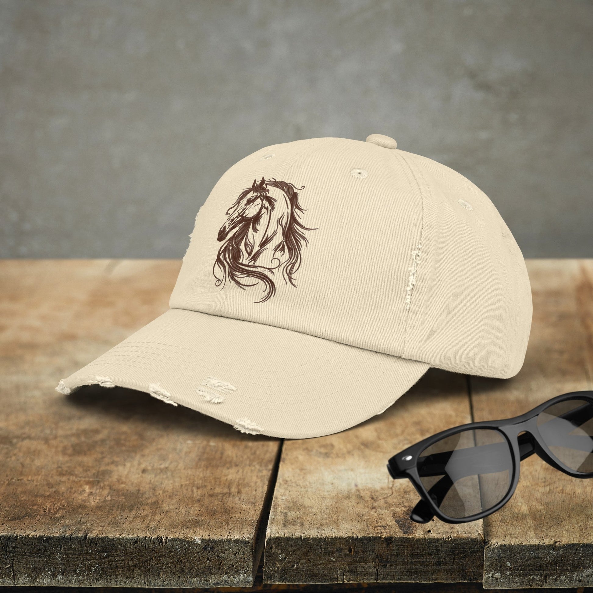 Spirited Horse Hat Cap, Horse Art Baseball Style Cap of Horse Head, Horse Mom Art Hat, Cowgirl Cowboy Hat, Perfect Gift for Mom, Dad Horse - FlooredByArt