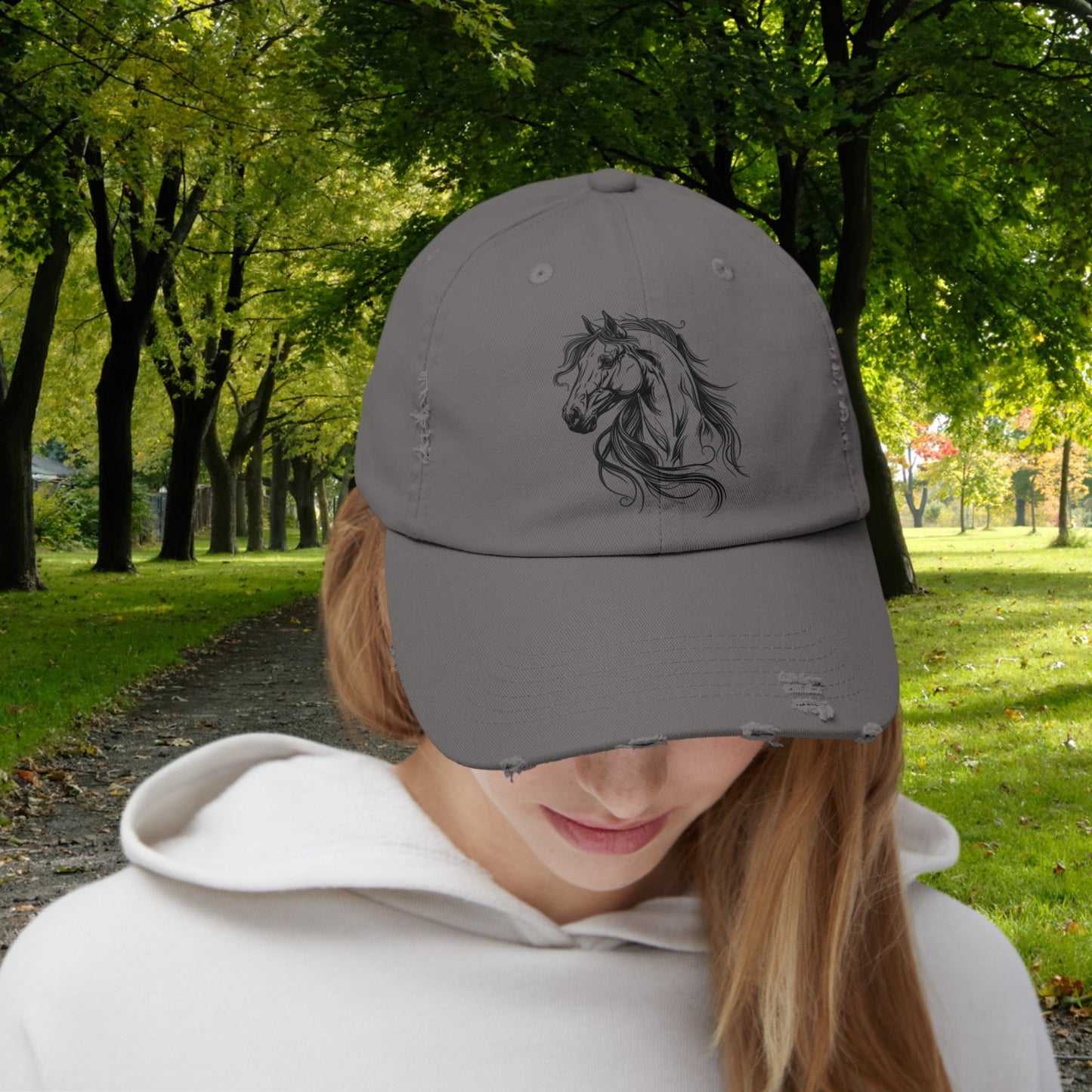 Spirited Horse Hat Cap, Horse Art Baseball Style Cap of Horse Head, Horse Mom Art Hat, Cowgirl Cowboy Hat, Perfect Gift for Mom, Dad Horse - FlooredByArt