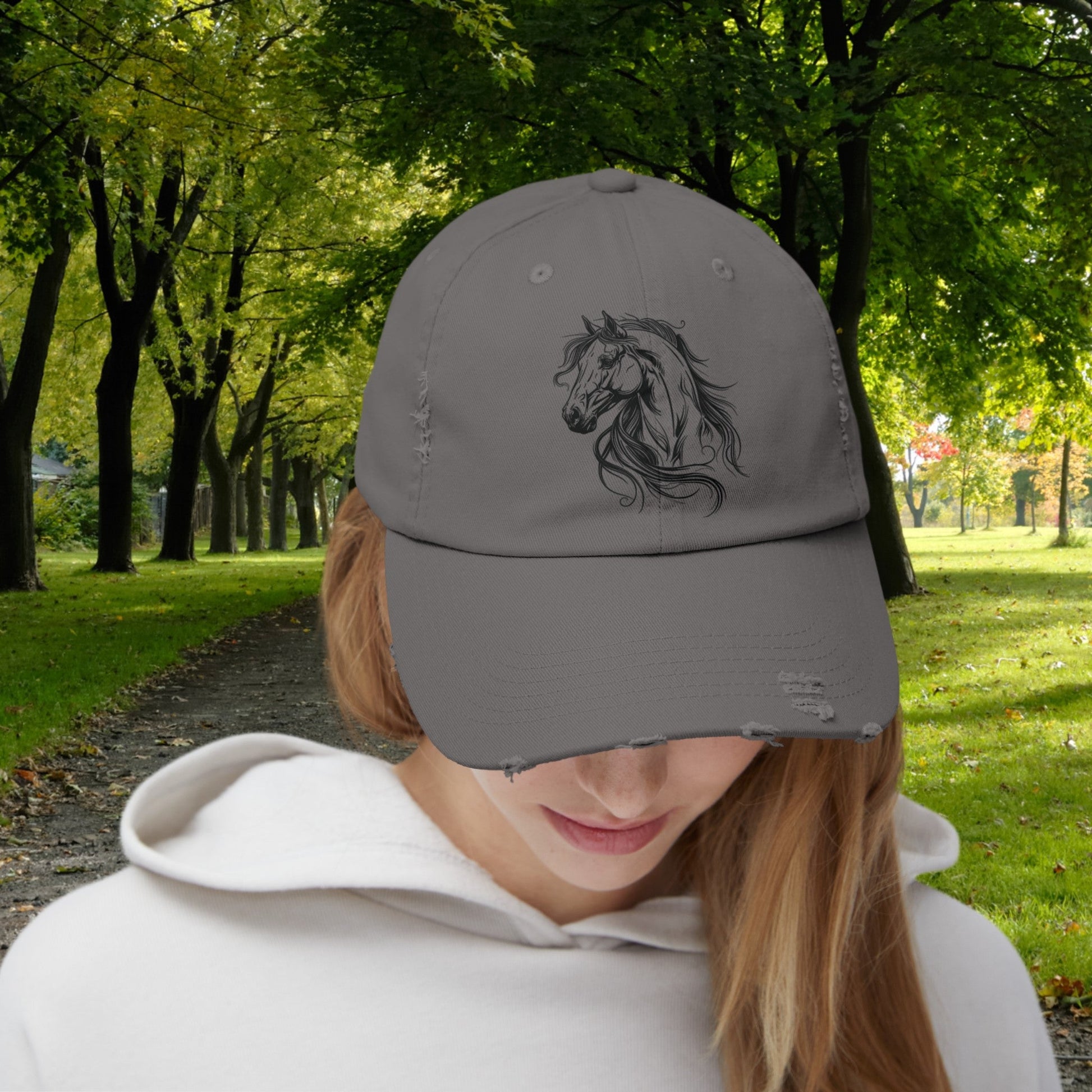 Spirited Horse Hat Cap, Horse Art Baseball Style Cap of Horse Head, Horse Mom Art Hat, Cowgirl Cowboy Hat, Perfect Gift for Mom, Dad Horse - FlooredByArt