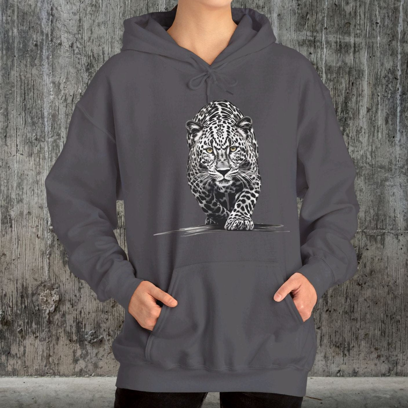 Stalking Leopard Pullover Hoodie Sweatshirt Wildlife Preservation - FlooredByArt