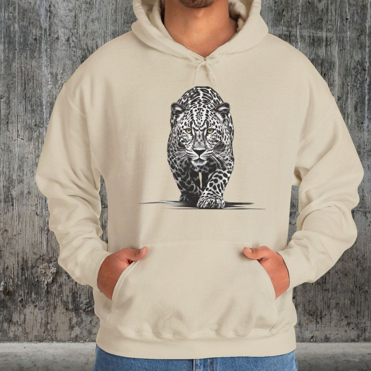 Stalking Leopard Pullover Hoodie Sweatshirt Wildlife Preservation - FlooredByArt