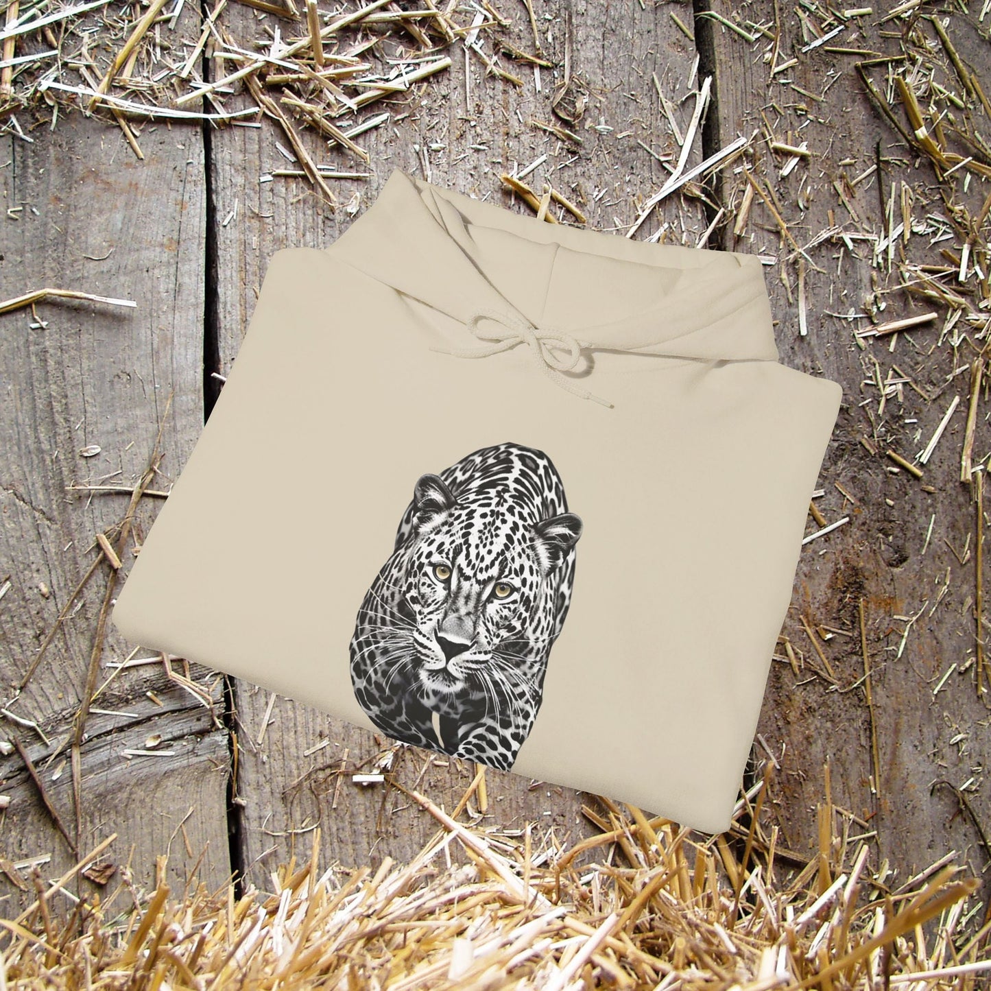 Stalking Leopard Pullover Hoodie Sweatshirt Wildlife Preservation - FlooredByArt