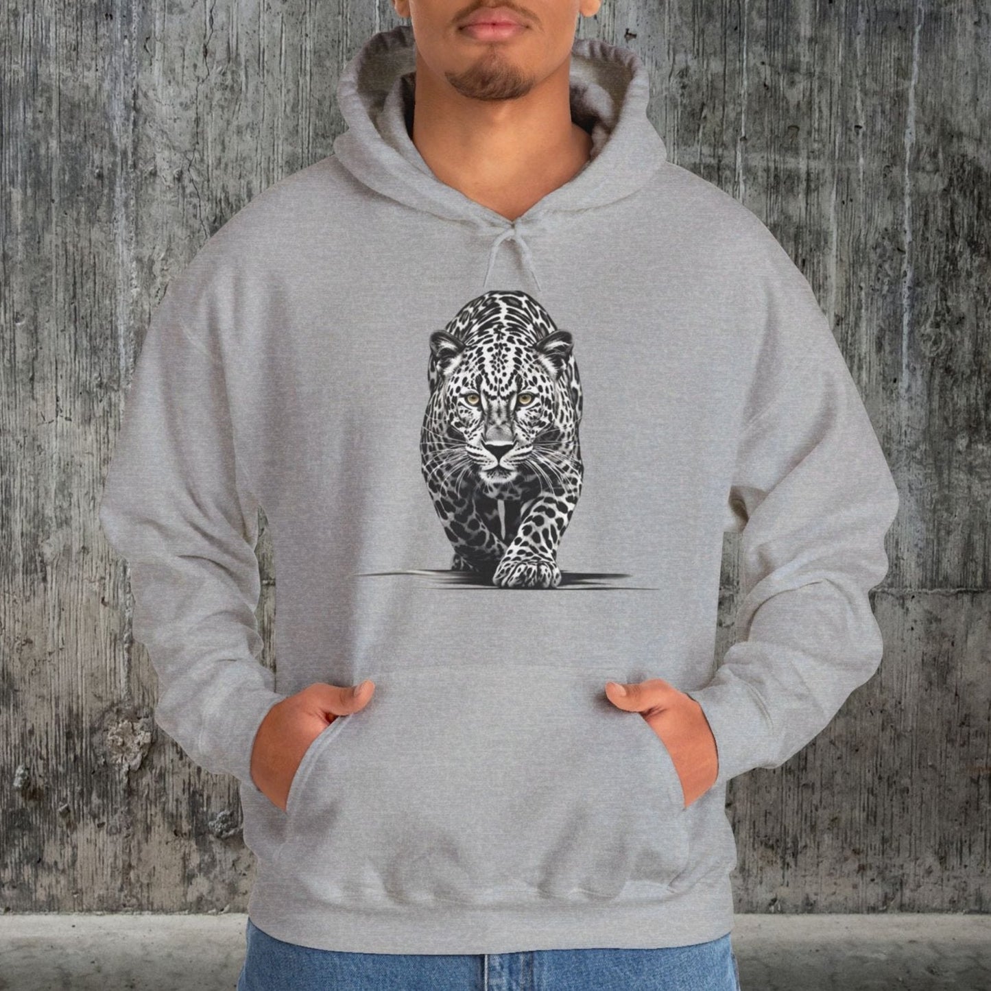 Stalking Leopard Pullover Hoodie Sweatshirt Wildlife Preservation - FlooredByArt