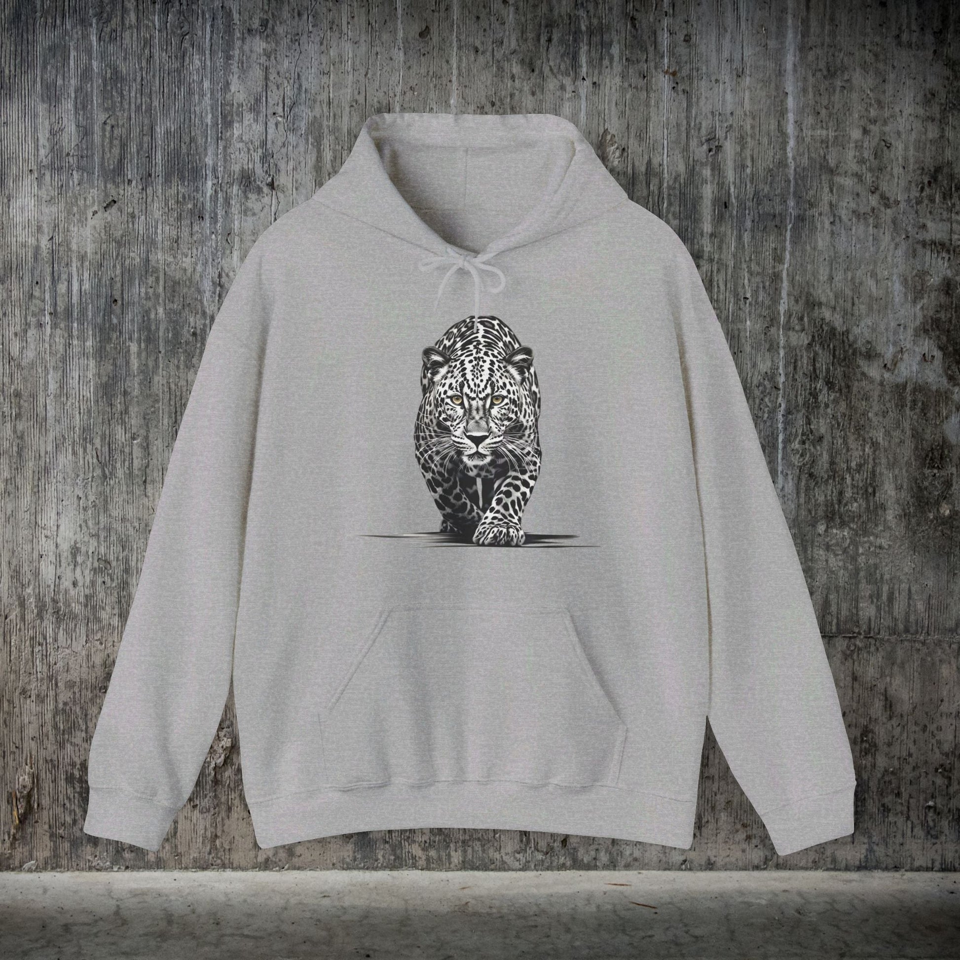 Stalking Leopard Pullover Hoodie Sweatshirt Wildlife Preservation - FlooredByArt