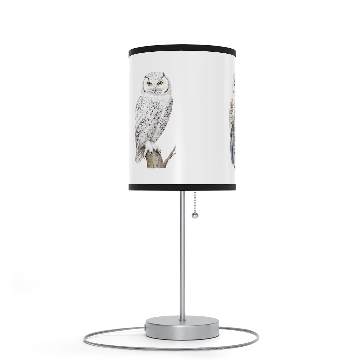 Three Unique Owl Drawings on Desk Lamp, Rustic Decorator Owl Lamp, Birders Decor - FlooredByArt