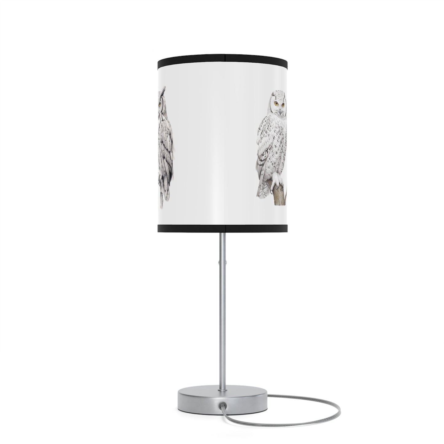Three Unique Owl Drawings on Desk Lamp, Rustic Decorator Owl Lamp, Birders Decor - FlooredByArt