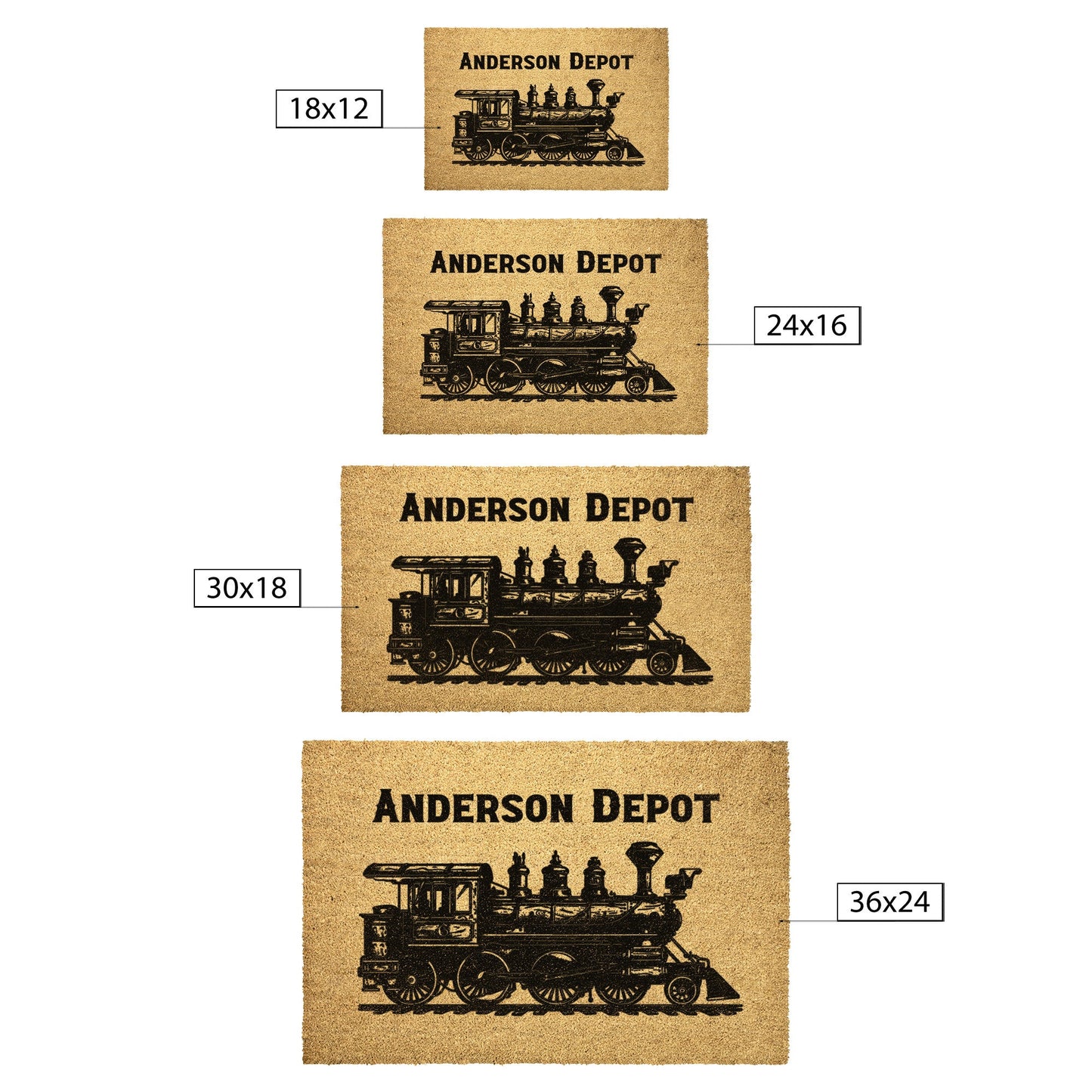 Train Doormat Anderson Depot - FlooredByArt