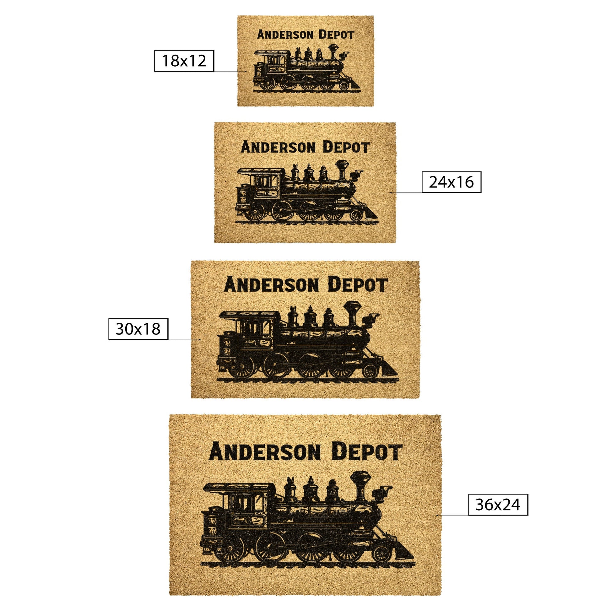 Train Doormat Anderson Depot - FlooredByArt