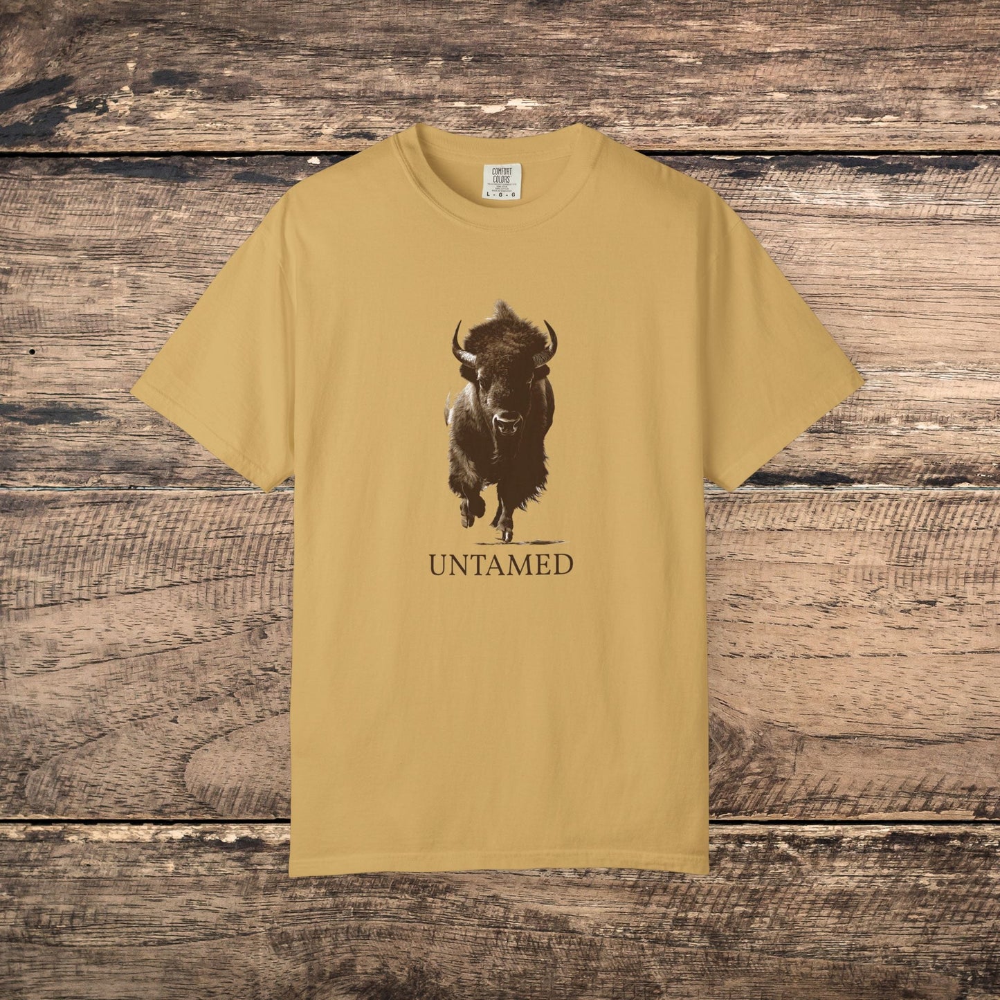 Untamed Buffalo Western Art on Comfort Colors Tee โ Western Ranch Style - FlooredByArt
