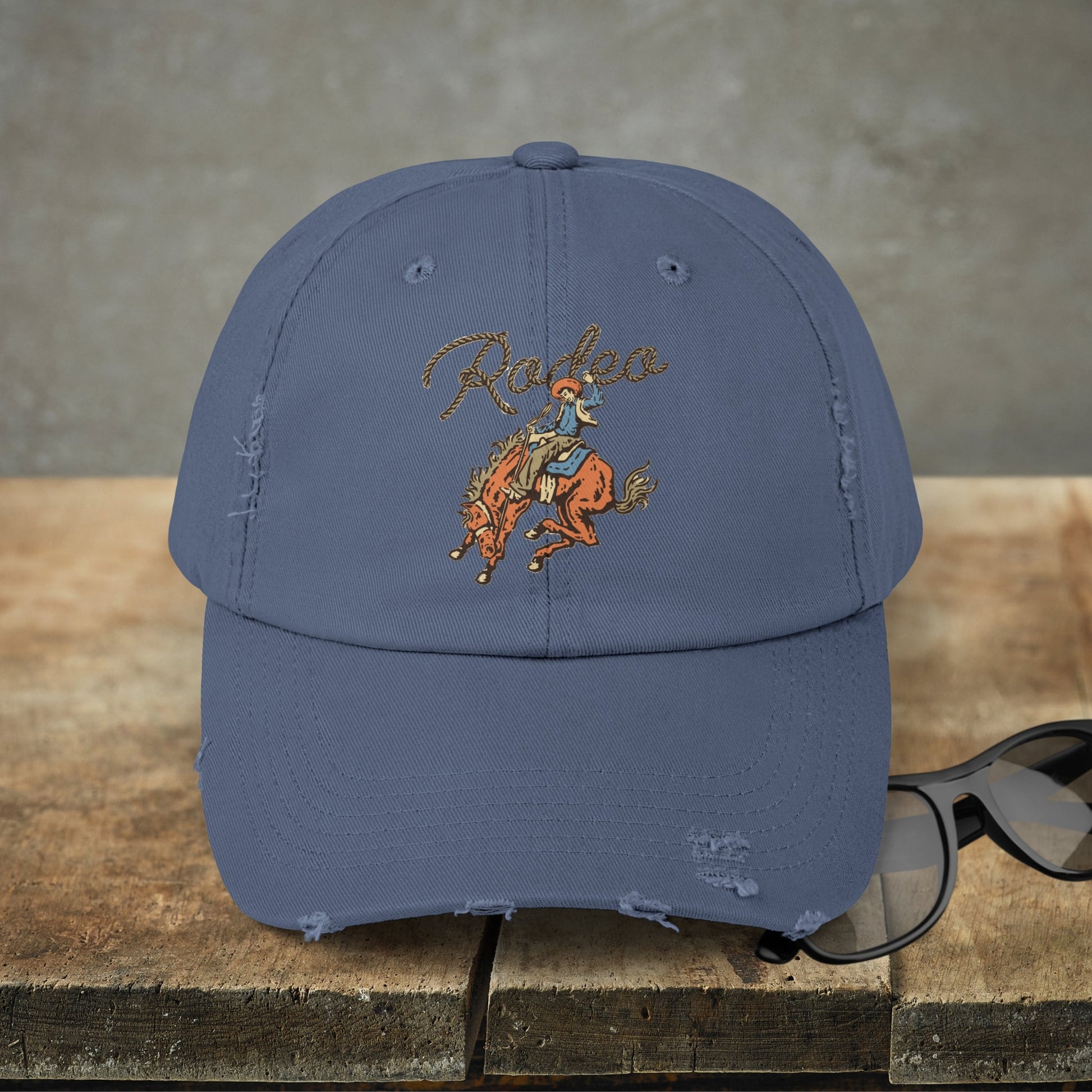 Vintage Western Cowboy Rodeo Baseball Cap, Retro Style 60's Poster Graphic Western - FlooredByArt