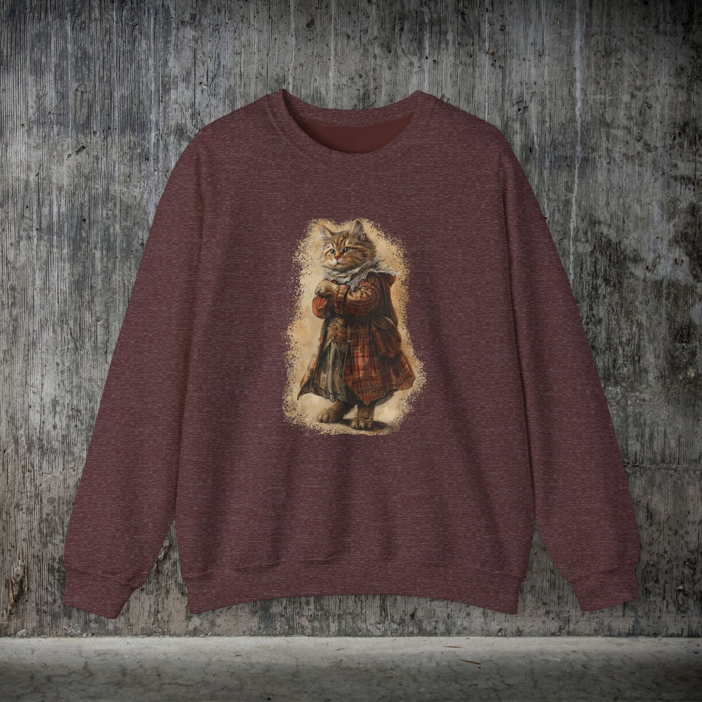 Whimsical Cat Sweatshirt, Tabby Cat Shirt, Dapper Dressed Country Cat Lover Gift - FlooredByArt