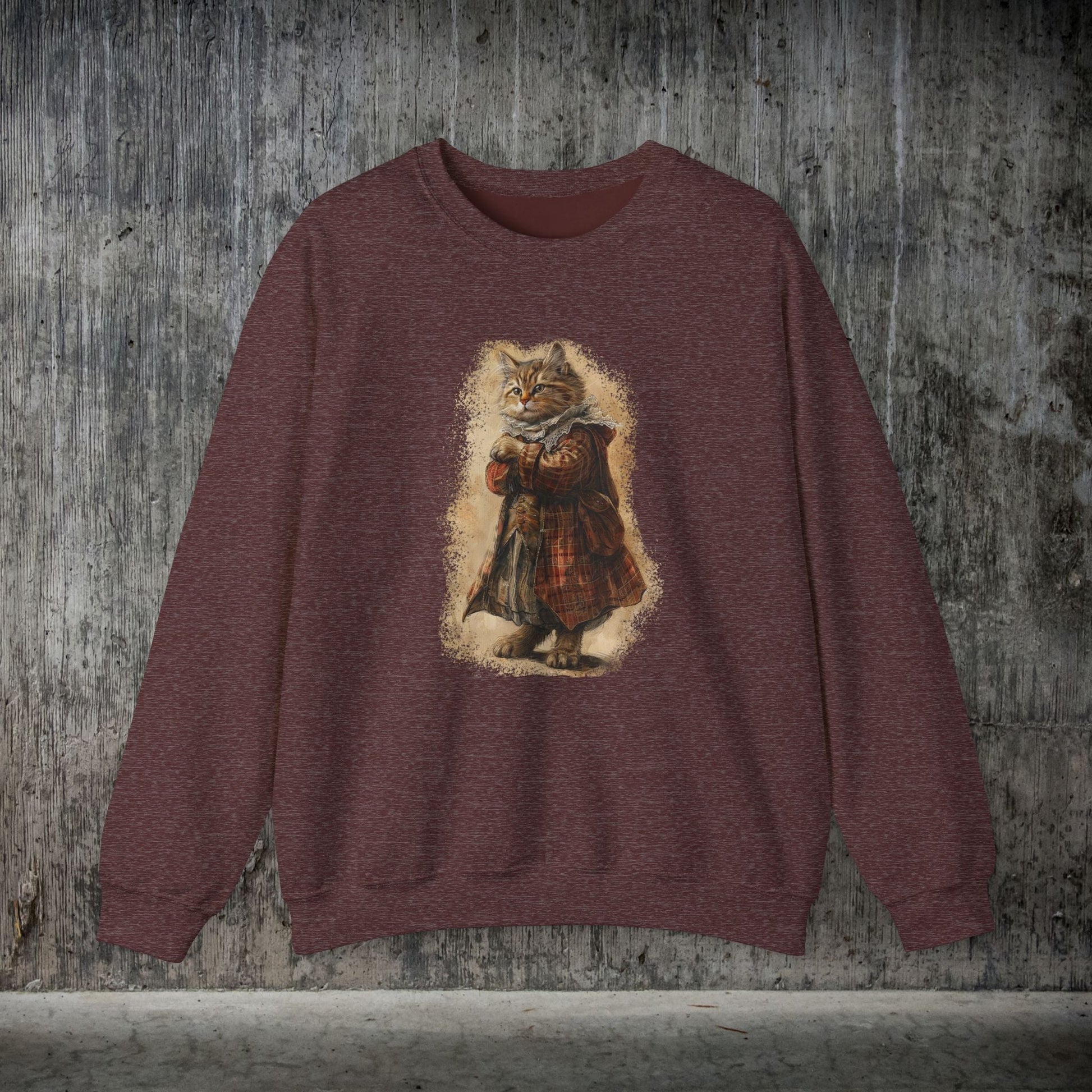 Whimsical Cat Sweatshirt, Tabby Cat Shirt, Dapper Dressed Country Cat Lover Gift - FlooredByArt