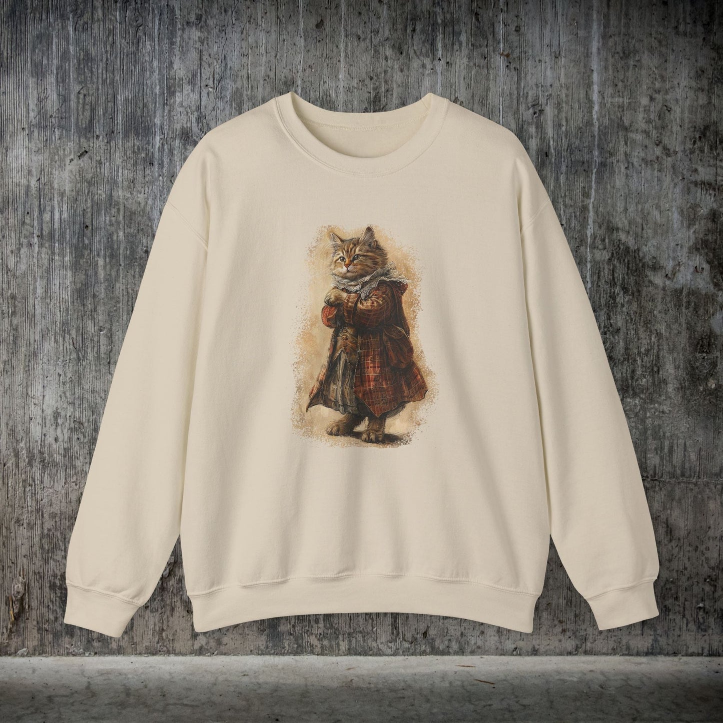 Whimsical Cat Sweatshirt, Tabby Cat Shirt, Dapper Dressed Country Cat Lover Gift - FlooredByArt