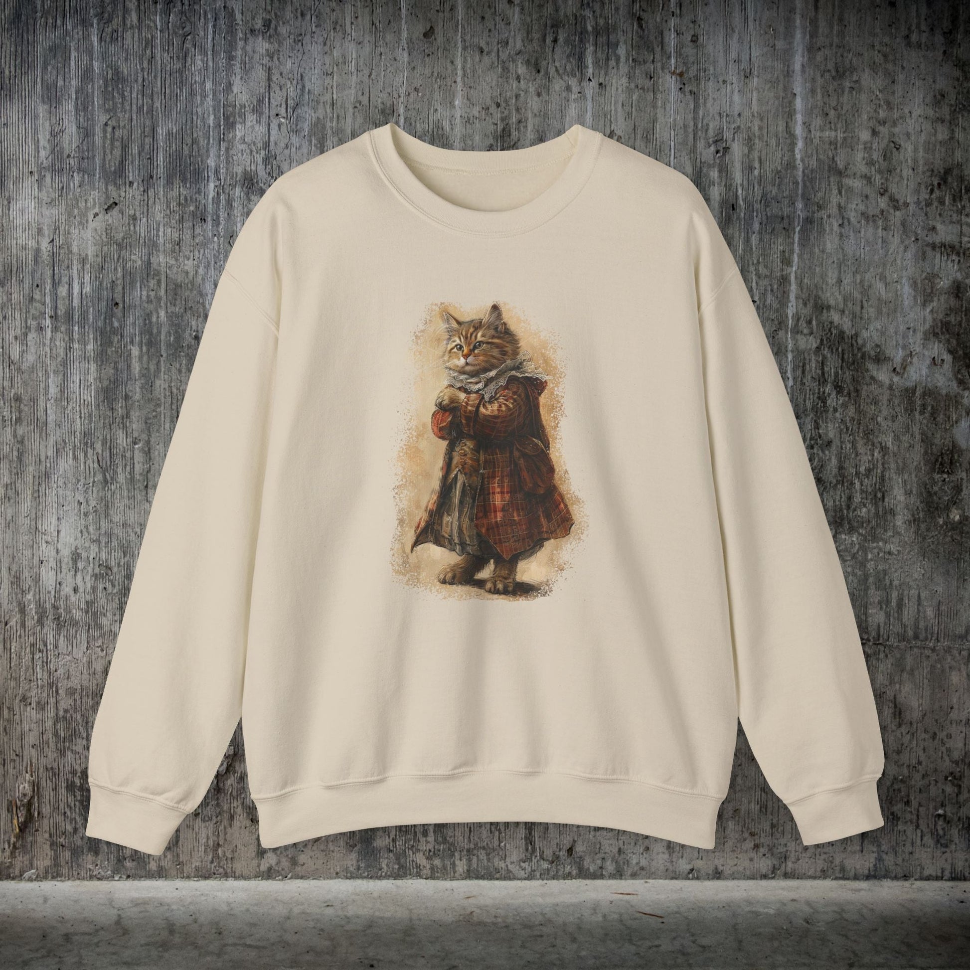 Whimsical Cat Sweatshirt, Tabby Cat Shirt, Dapper Dressed Country Cat Lover Gift - FlooredByArt