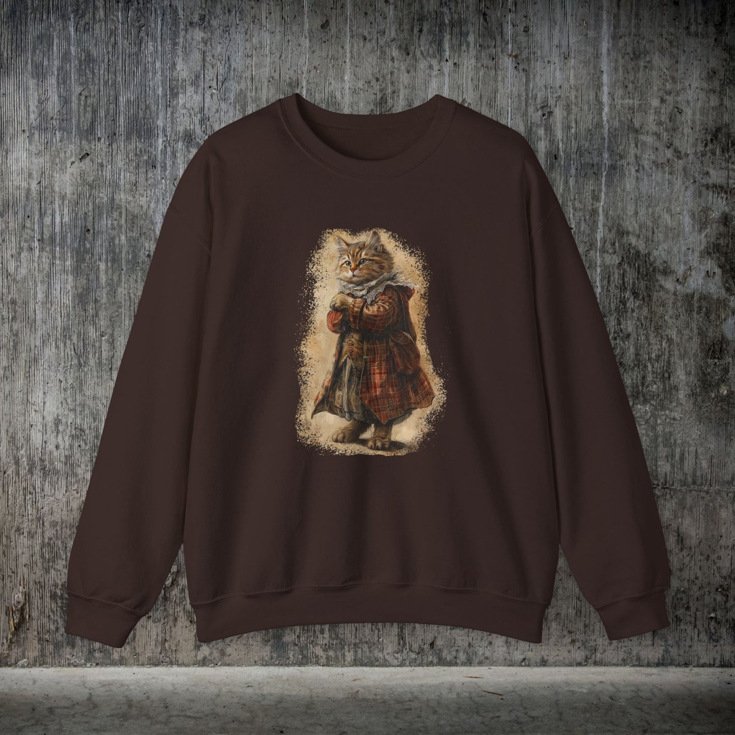 Whimsical Cat Sweatshirt, Tabby Cat Shirt, Dapper Dressed Country Cat Lover Gift - FlooredByArt