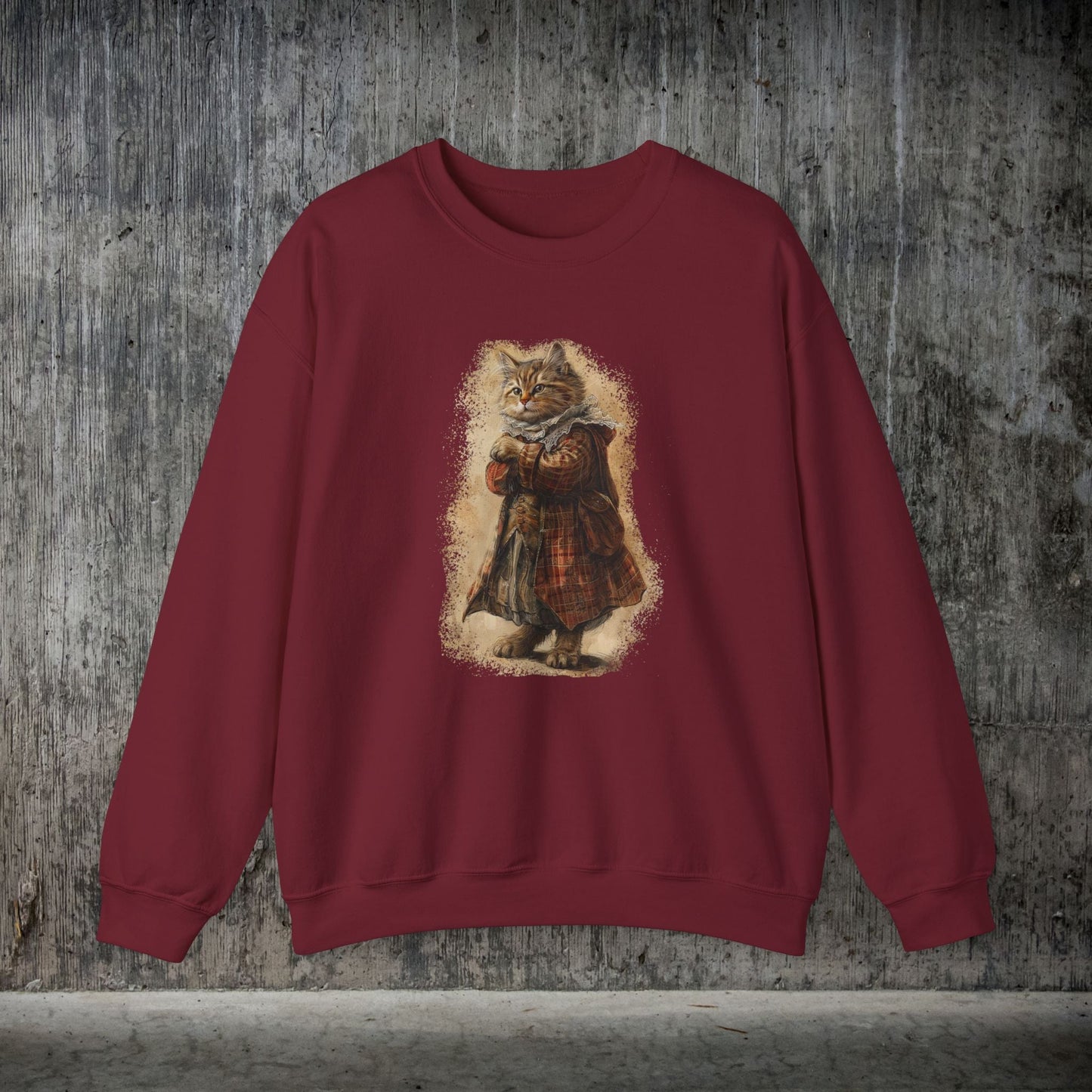 Whimsical Cat Sweatshirt, Tabby Cat Shirt, Dapper Dressed Country Cat Lover Gift - FlooredByArt