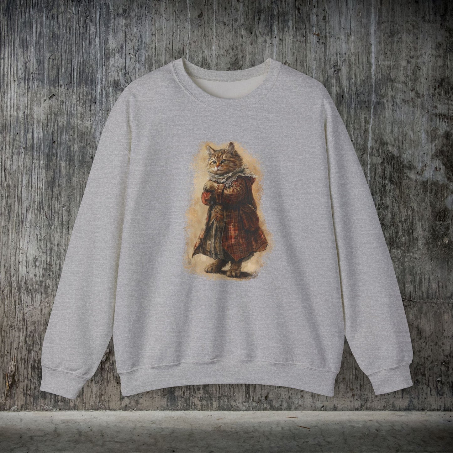 Whimsical Cat Sweatshirt, Tabby Cat Shirt, Dapper Dressed Country Cat Lover Gift - FlooredByArt