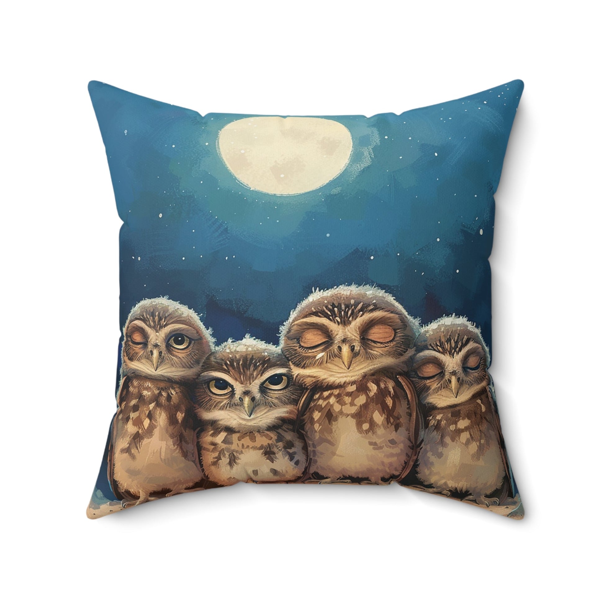 Whimsical Owl Throw Pillow, Baby Burrowing Owl Throw Pillow, Childrens Room - FlooredByArt