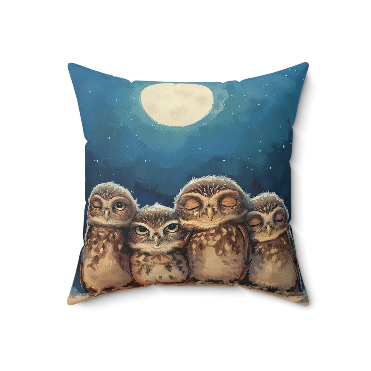 Whimsical Owl Throw Pillow, Baby Burrowing Owl Throw Pillow, Childrens Room - FlooredByArt