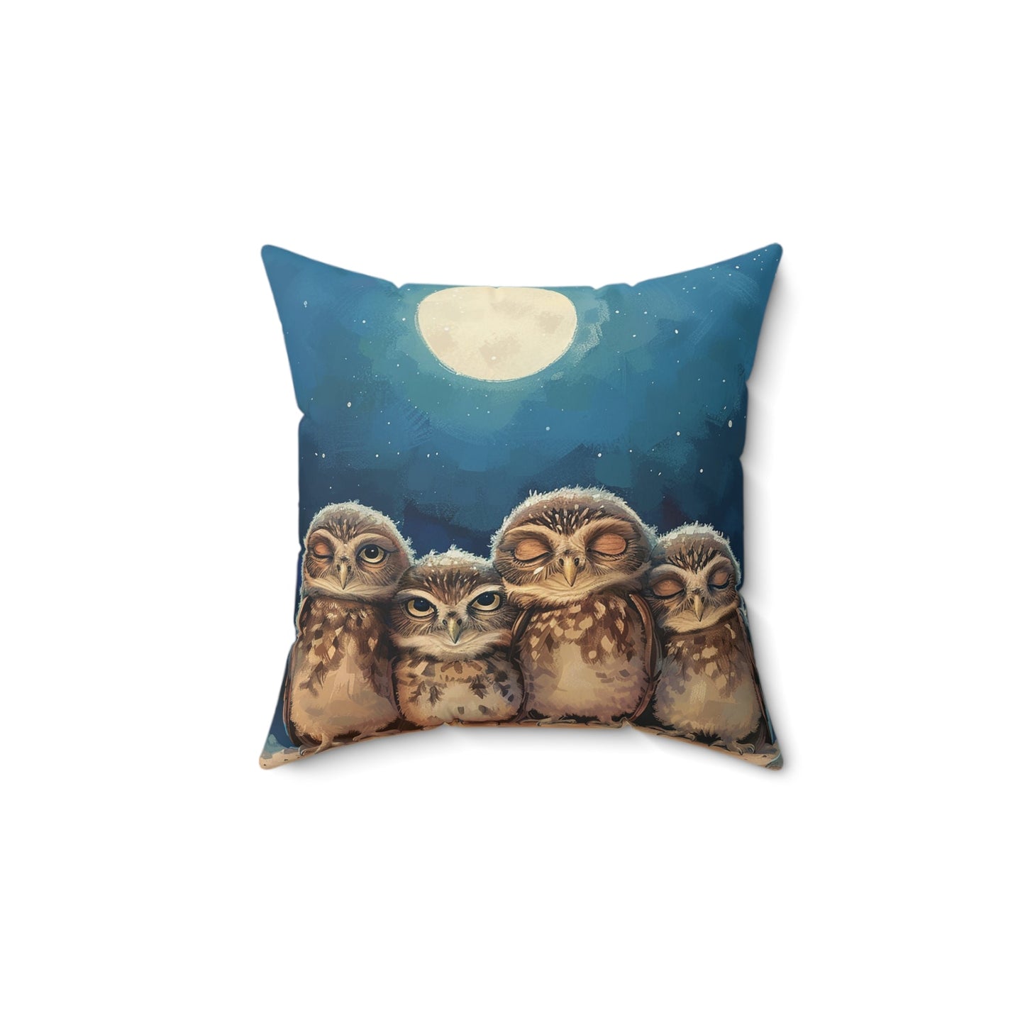 Whimsical Owl Throw Pillow, Baby Burrowing Owl Throw Pillow, Childrens Room - FlooredByArt